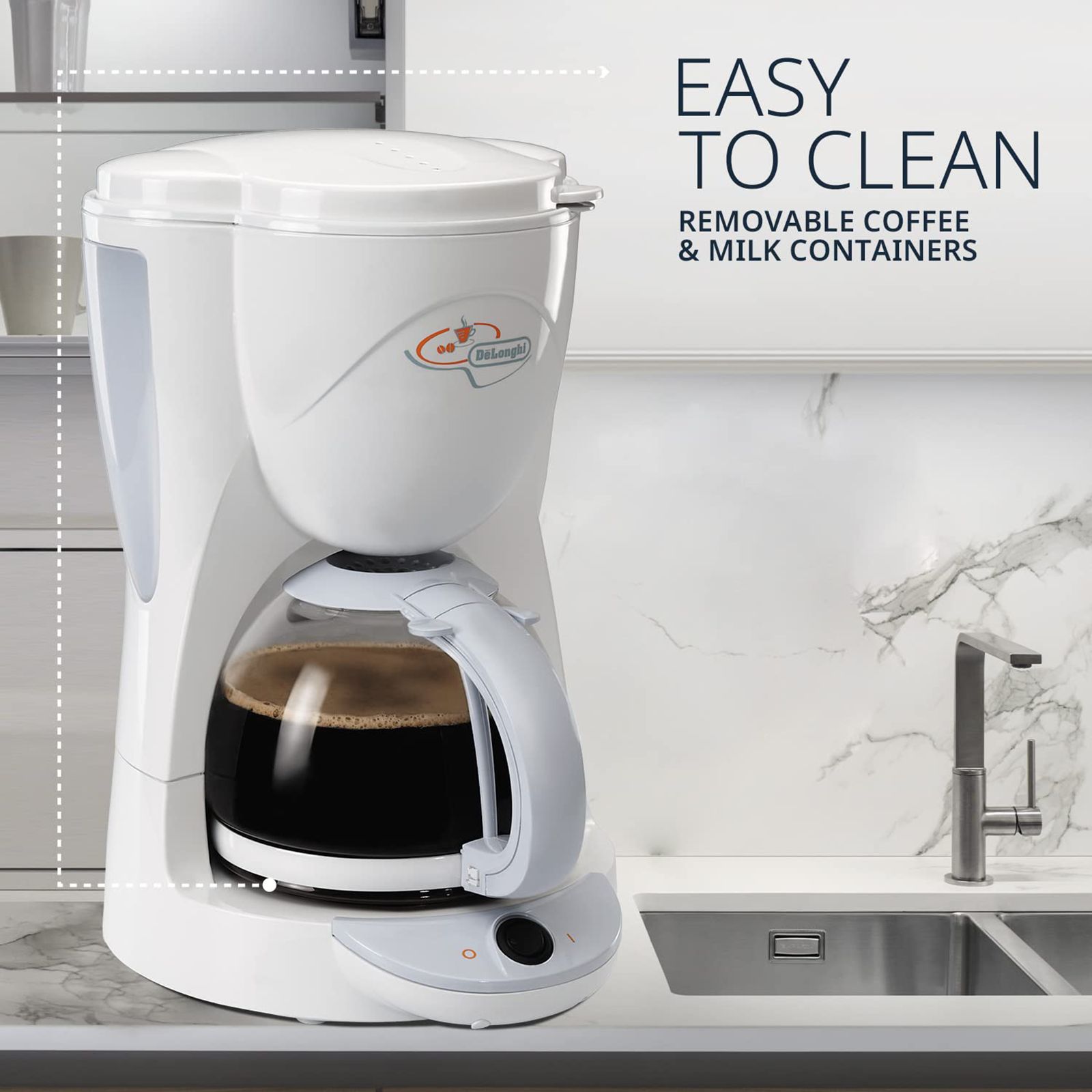 De'Longhi ICM2 1000 Watt 10 Cups Automatic Drip Coffee Maker with Thermoblock Technology (White)_10