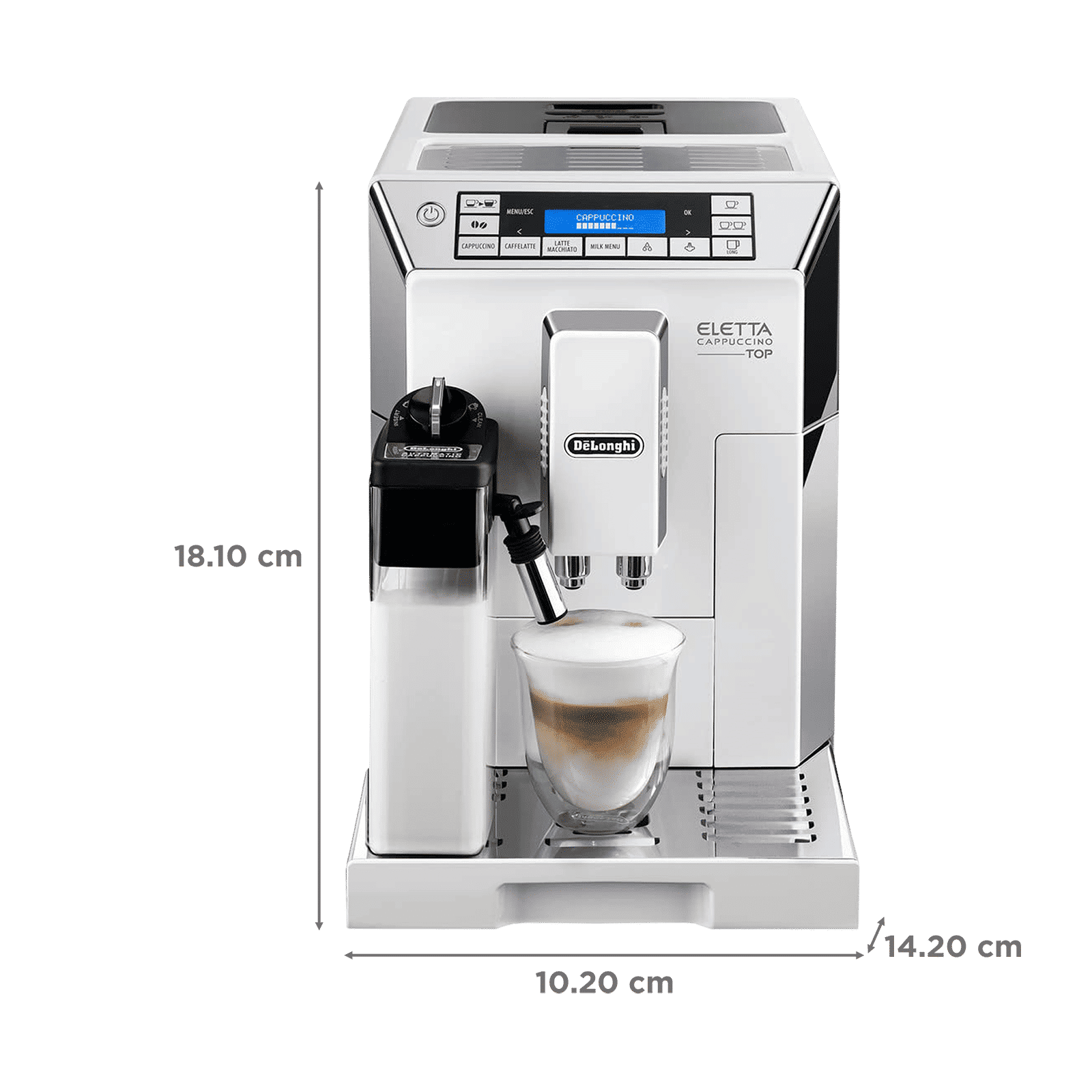 De'Longhi Eletta 1450 Watt 2 Cups Automatic Cappuccino & Espresso Coffee Maker with Integrated Grinding Technology (Silver)_2