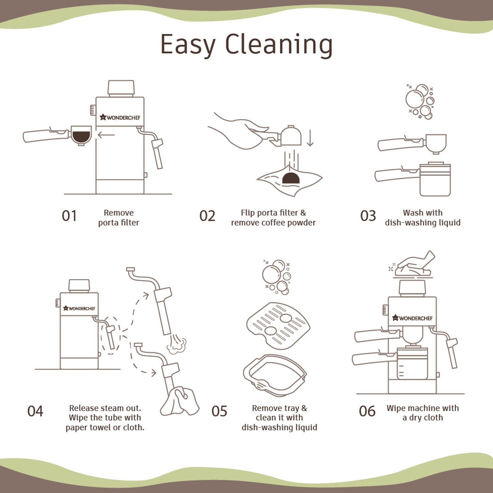 WONDERCHEF Regalia 1000 Watt 4 Cups Automatic Espresso, Cappuccino & Latte Coffee Maker with Removable Drip Tray (Steel)_8