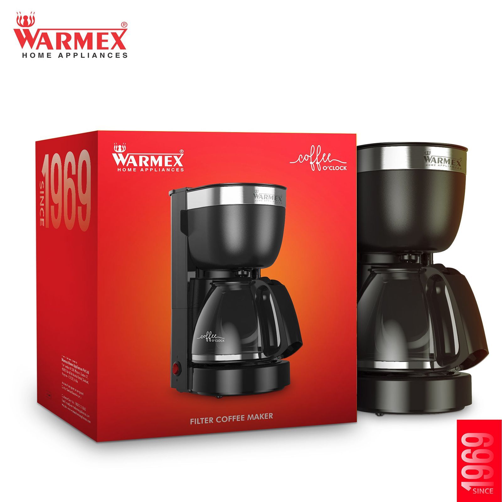 WARMEX O'clock 800 Watt 12 Cups Automatic Drip Coffee Maker with Overheat Protection (Black)_5