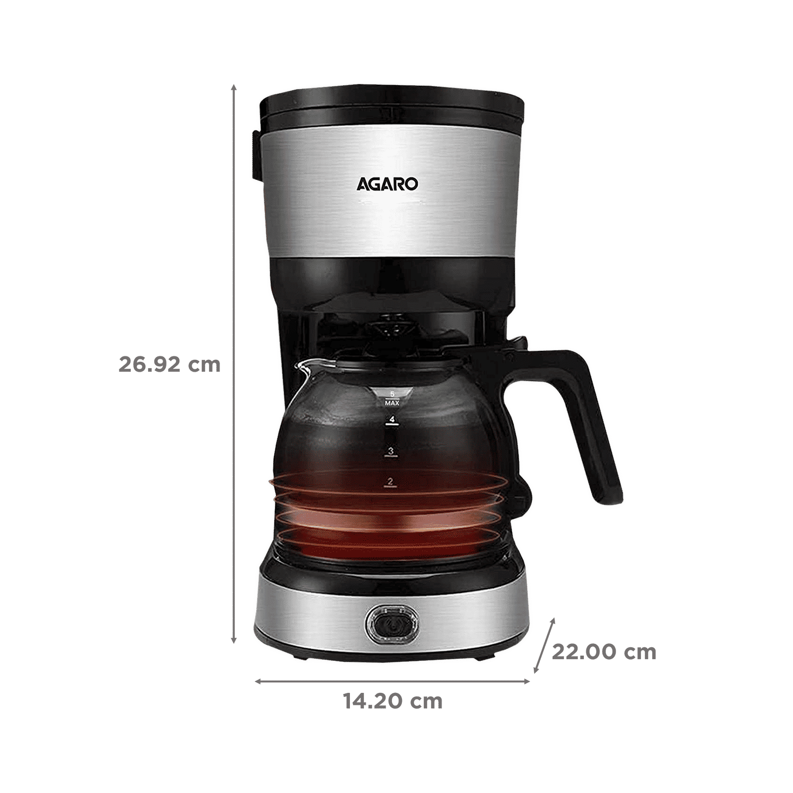AGARO Royal 750 Watt 4 Cups Automatic Drip Coffee Maker with Auto Shut Off (Black/Silver)_2