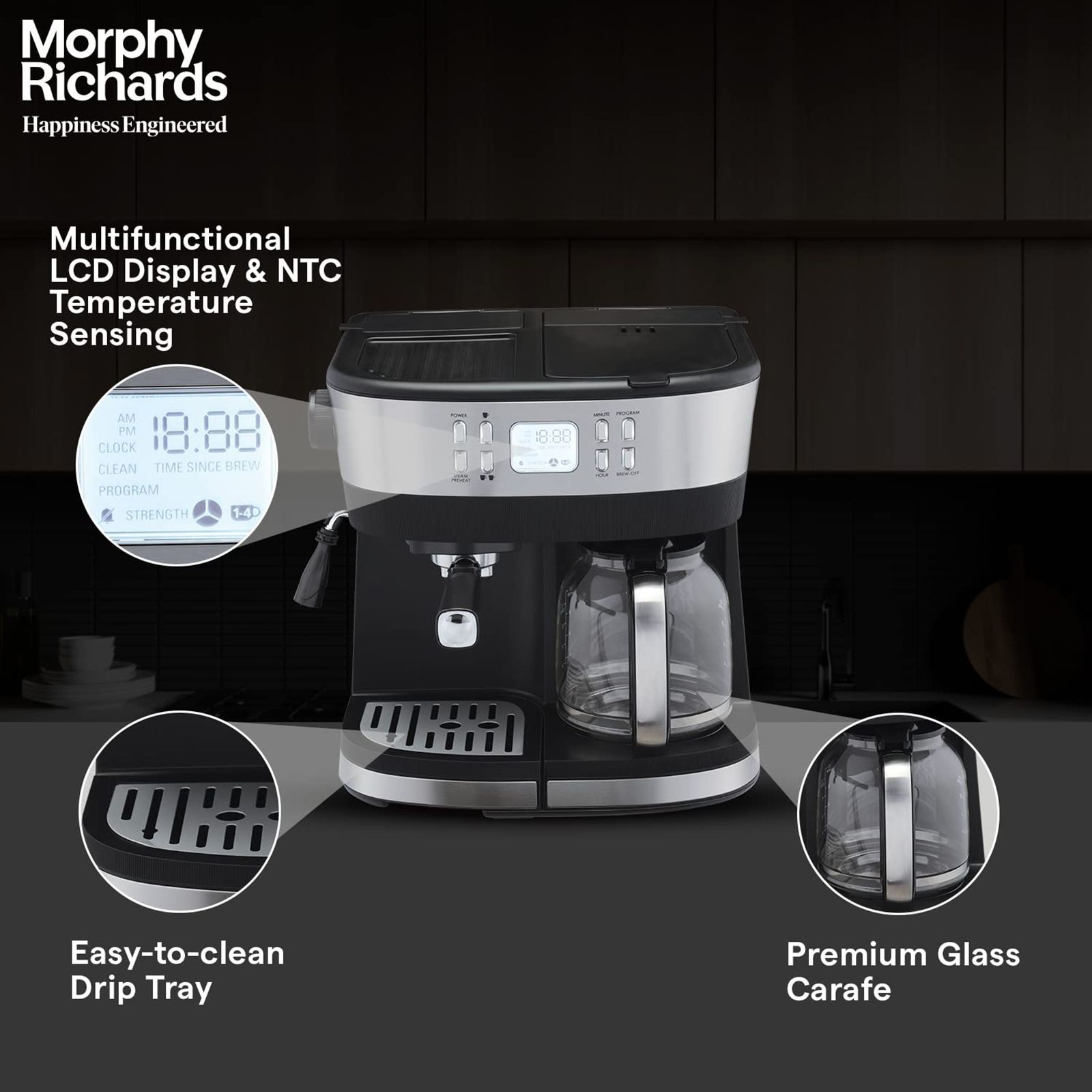 morphy richards DuoPresso 1850 Watt 10 Cups Automatic Espresso, Cappuccino & Latte Coffee Maker with Overheat Protection (Black)_5