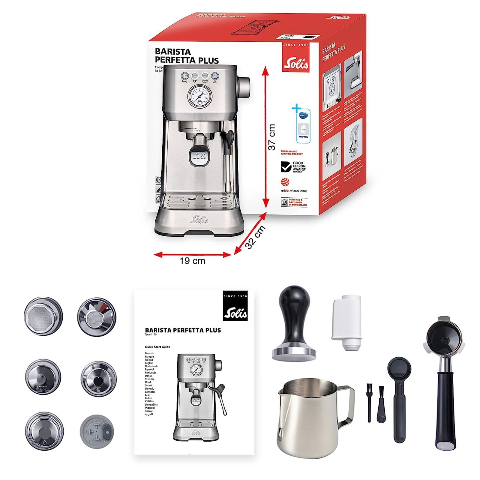 Solis Perfella Plus 1700 Watt 2 Cups Semi-Automatic Espresso Coffee Maker with Integrated Monometer (Silver)_10