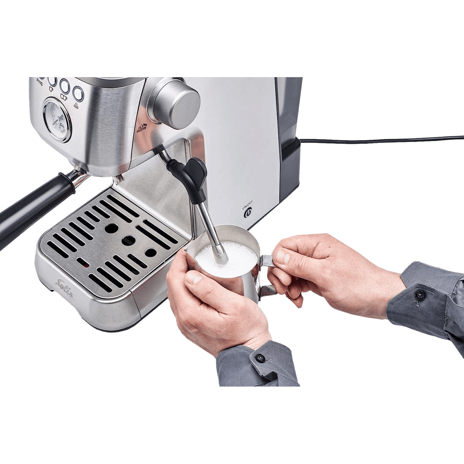 Solis Perfella Plus 1700 Watt 2 Cups Semi-Automatic Espresso Coffee Maker with Integrated Monometer (Silver)_6