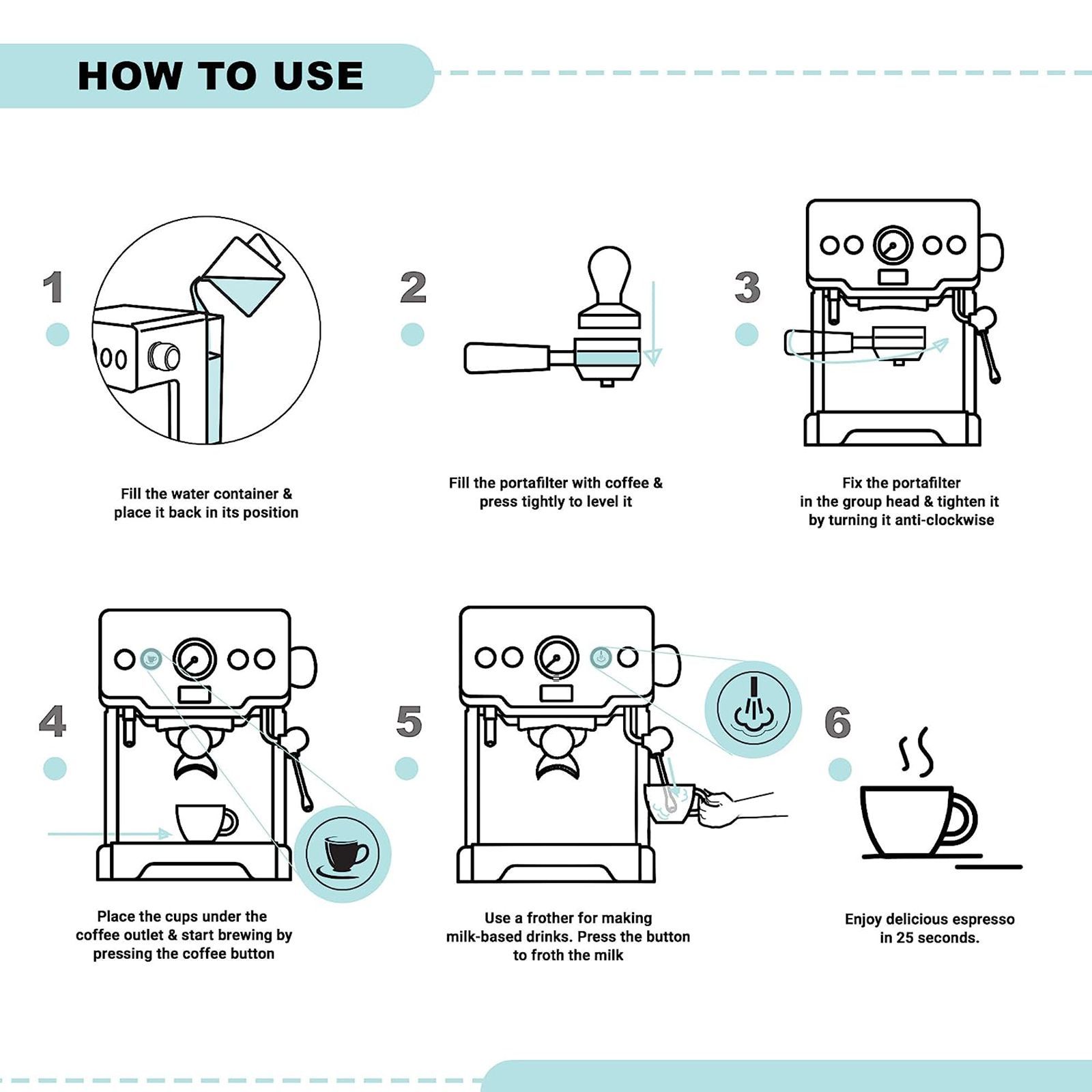 Budan 1450 Watt 10 Cups Semi-Automatic Espresso, Cappuccino & Latte Coffee Maker with Timer Display (Silver) Budan 1450 Watt 10 Cups Semi-Automatic Espresso, Cappuccino & Latte Coffee Maker with Timer Display (Silver)_13
