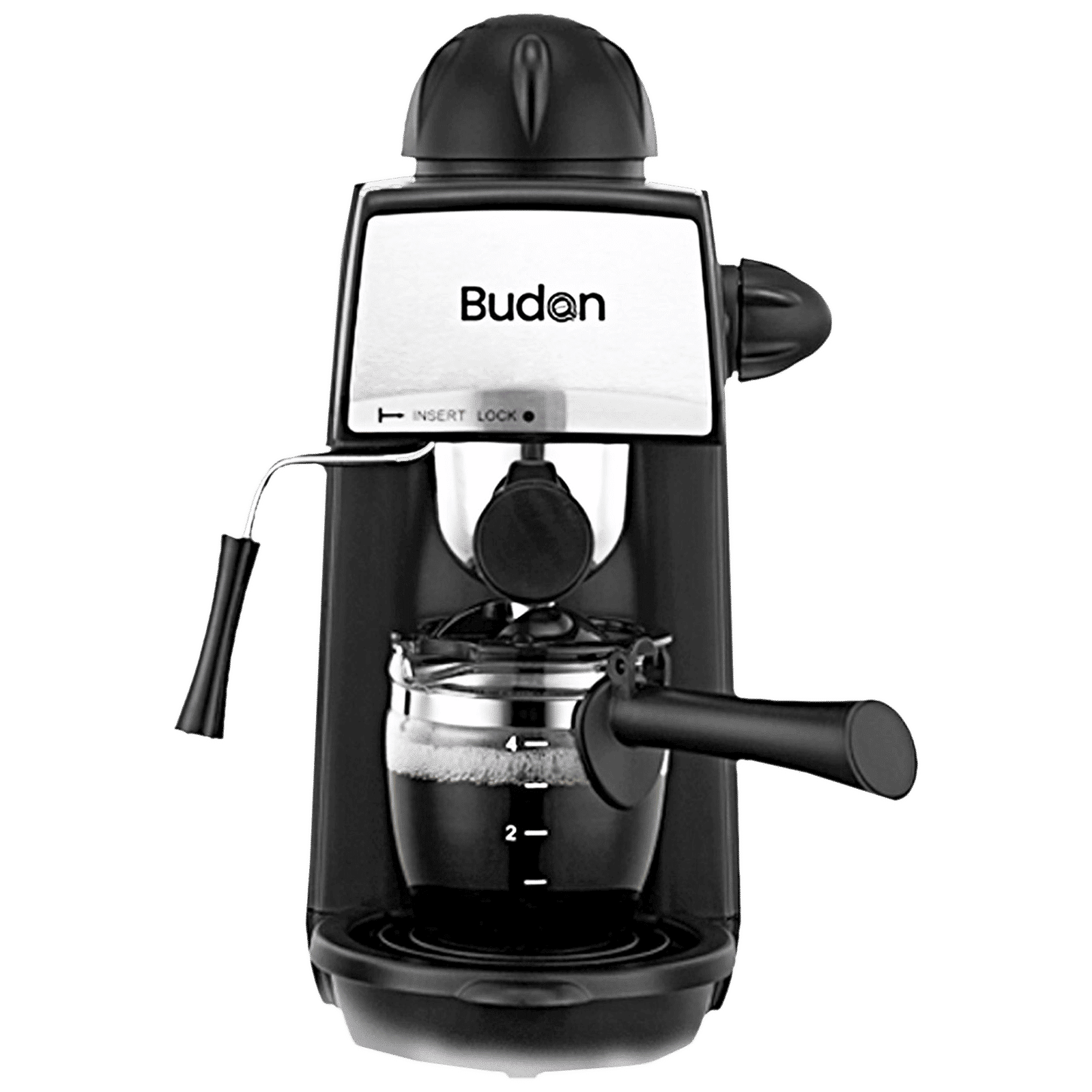 Budan 870 Watt 4 Cups Semi-Automatic Espresso Coffee Maker with Anti Slip Base (Black/Silver)_1
