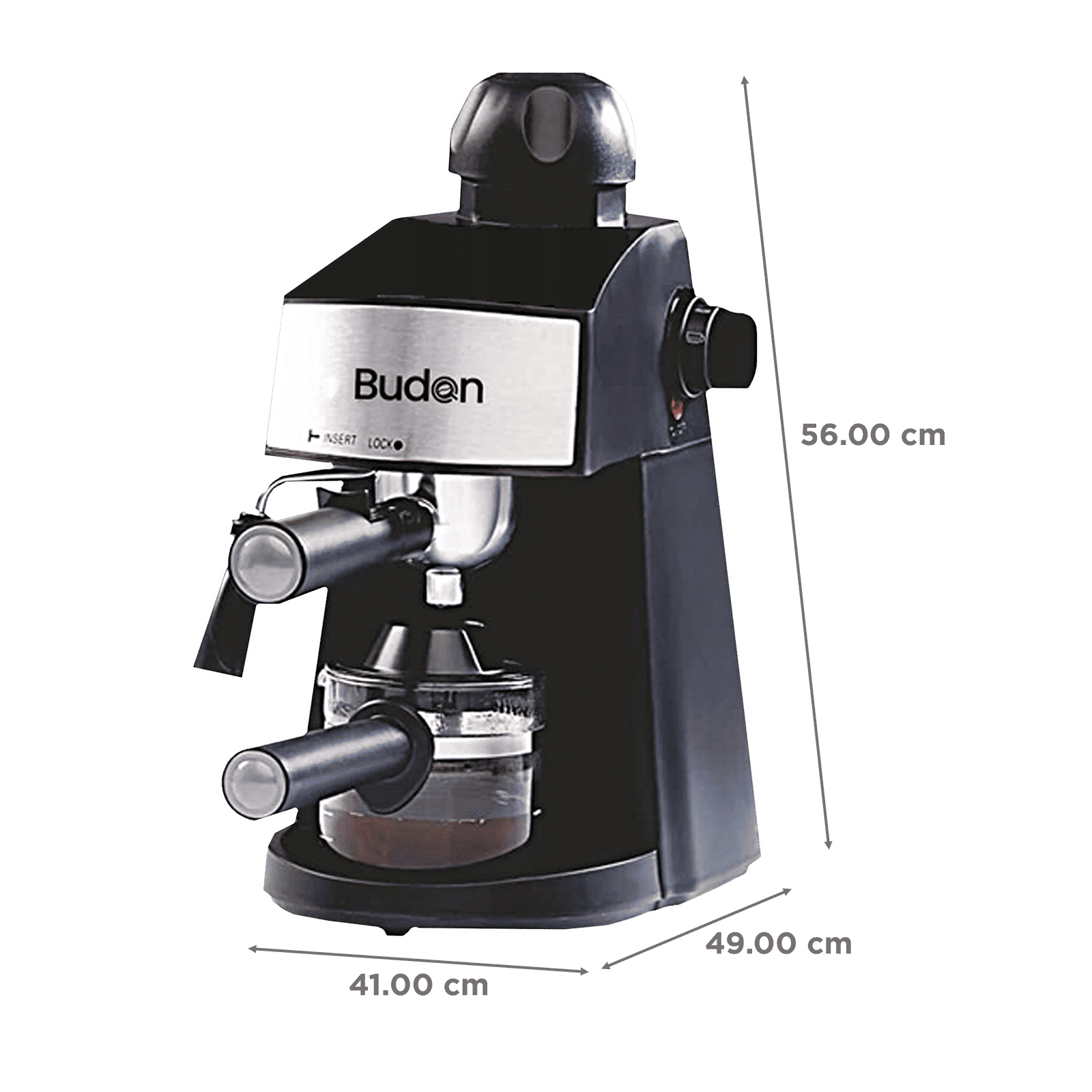Budan 870 Watt 4 Cups Semi-Automatic Espresso Coffee Maker with Anti Slip Base (Black/Silver)_2