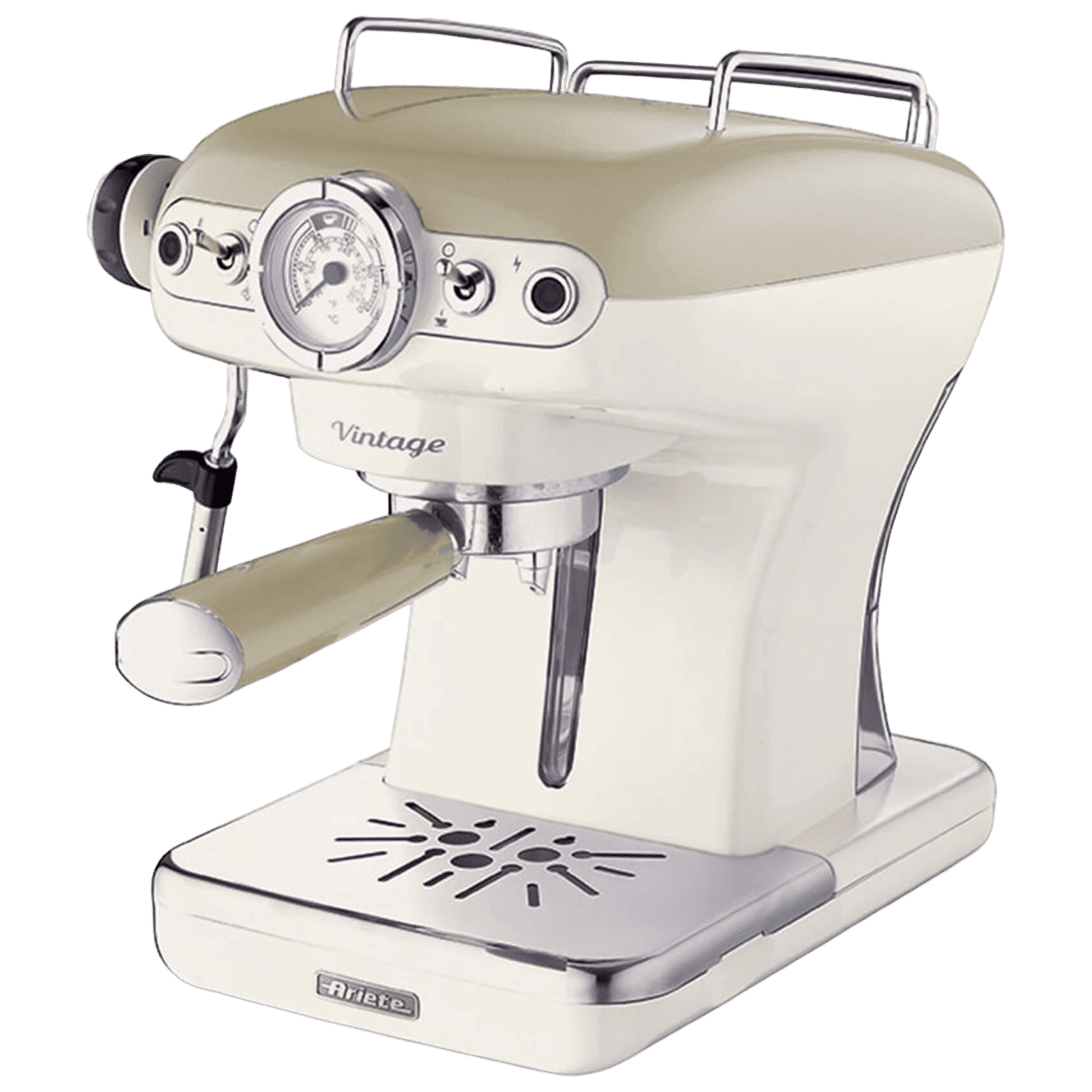 Ariete Vintage 900 Watt Automatic Espresso Coffee Maker with Removable Stainless Steel Drip Tray (Beige)_2