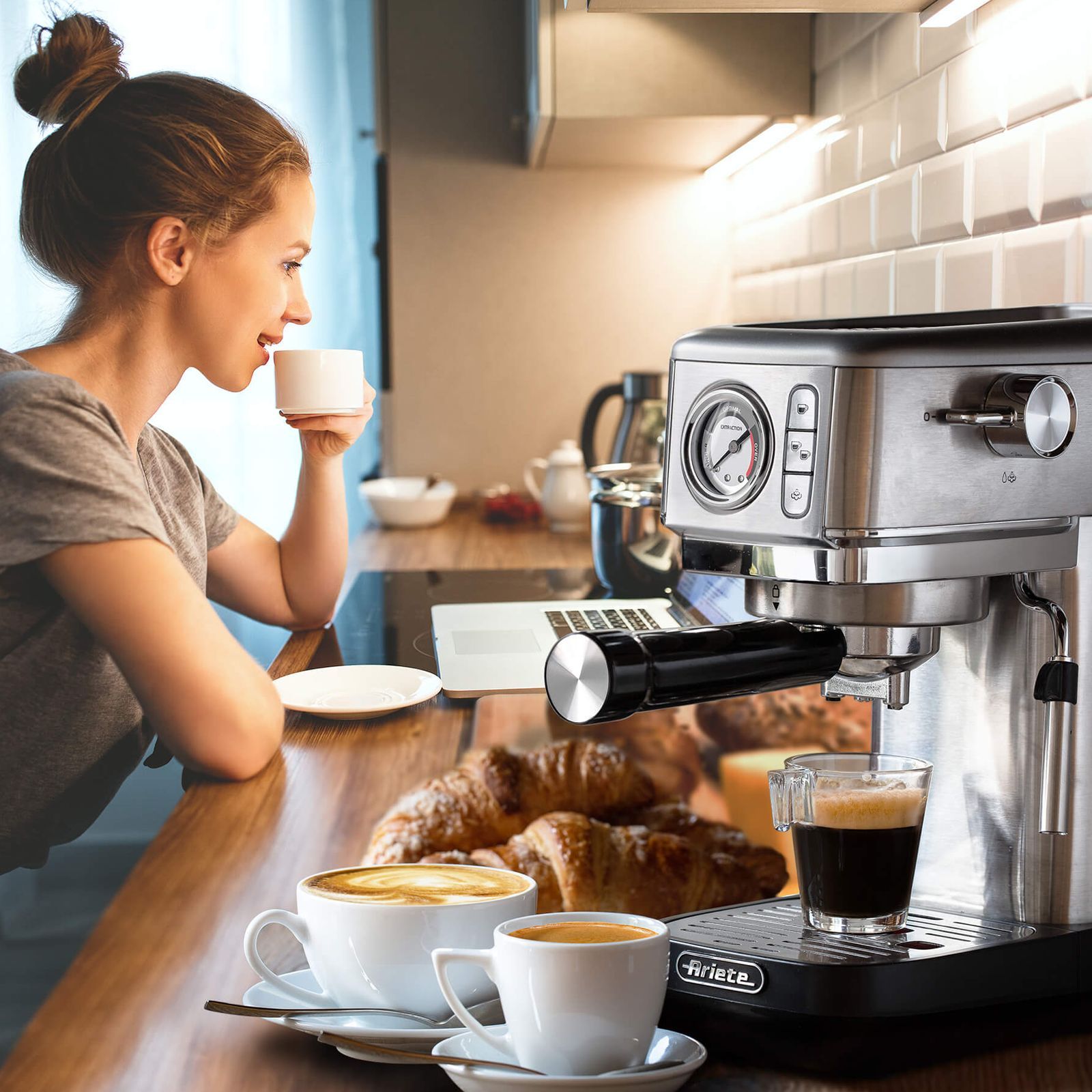 Ariete Slim Moderna 1300 Watt Automatic Espresso Coffee Maker with Reusable Filter (Silver) Ariete Slim Moderna 1300 Watt Automatic Espresso Coffee Maker with Reusable Filter (Silver)_5