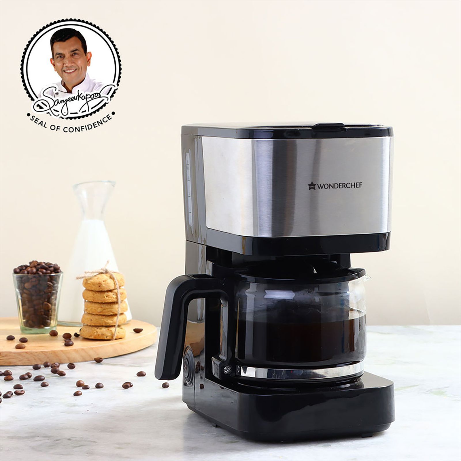 WONDERCHEF Regalia Pronto 600 Watt 6 Cups Automatic Espresso, 3-in-1 Filter Coffee & Cappuccino Coffee Maker with Drip Controller (Black and Silver) WONDERCHEF Regalia Pronto 600 Watt 6 Cups Automatic Espresso, 3-in-1 Filter Coffee & Cappuccino Coffee Maker with Drip Controller (Black and Silver)_9