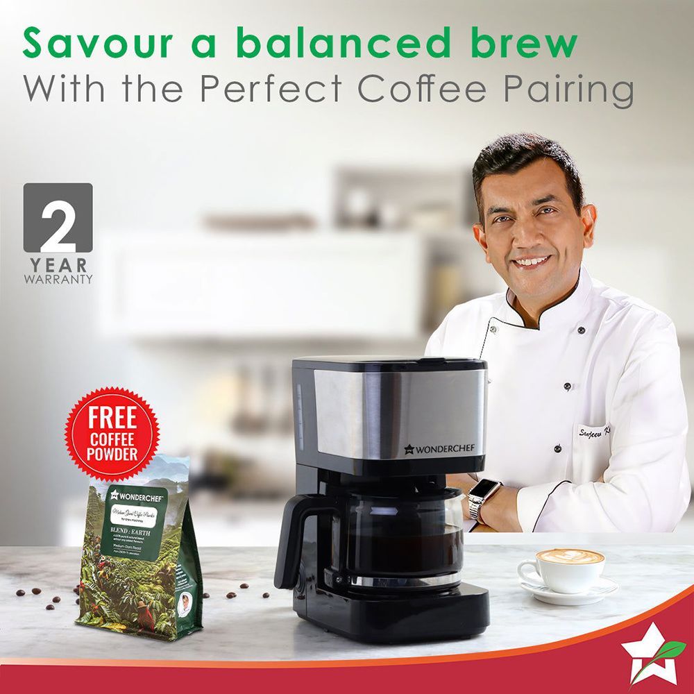 WONDERCHEF Regalia Pronto 600 Watt 6 Cups Automatic Espresso, 3-in-1 Filter Coffee & Cappuccino Coffee Maker with Drip Controller (Black and Silver) WONDERCHEF Regalia Pronto 600 Watt 6 Cups Automatic Espresso, 3-in-1 Filter Coffee & Cappuccino Coffee Maker with Drip Controller (Black and Silver)_16