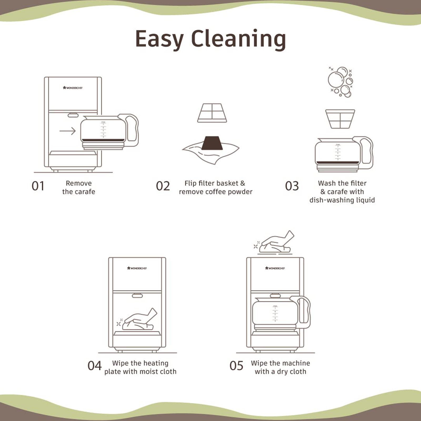 WONDERCHEF Regalia Pronto 600 Watt 6 Cups Automatic Espresso, 3-in-1 Filter Coffee & Cappuccino Coffee Maker with Drip Controller (Black and Silver) WONDERCHEF Regalia Pronto 600 Watt 6 Cups Automatic Espresso, 3-in-1 Filter Coffee & Cappuccino Coffee Maker with Drip Controller (Black and Silver)_5