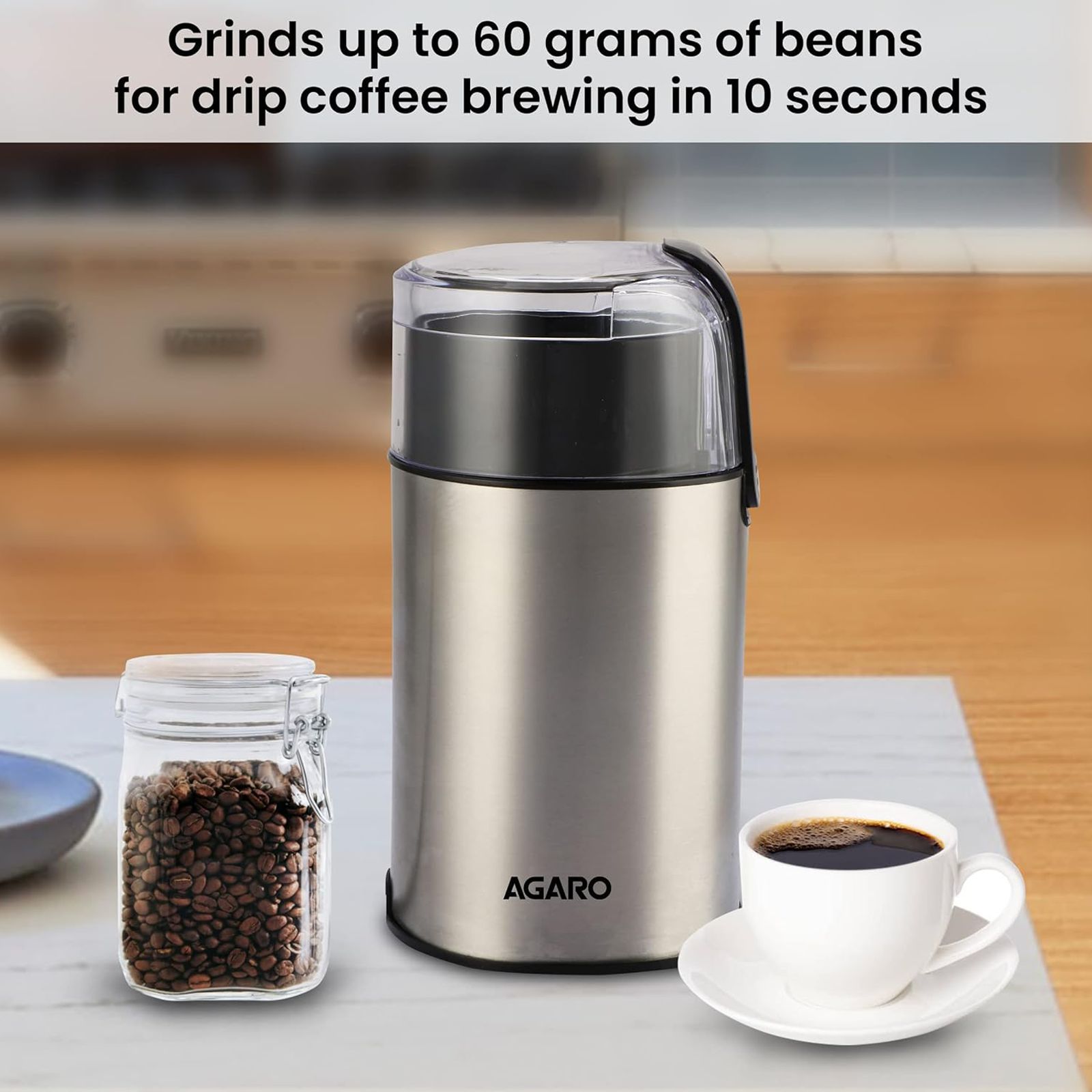 AGARO Grand Fully Automatic Coffee Grinder (Grinds Coffee Beans, 33698, Silver) AGARO Grand Fully Automatic Coffee Grinder (Grinds Coffee Beans, 33698, Silver)_7