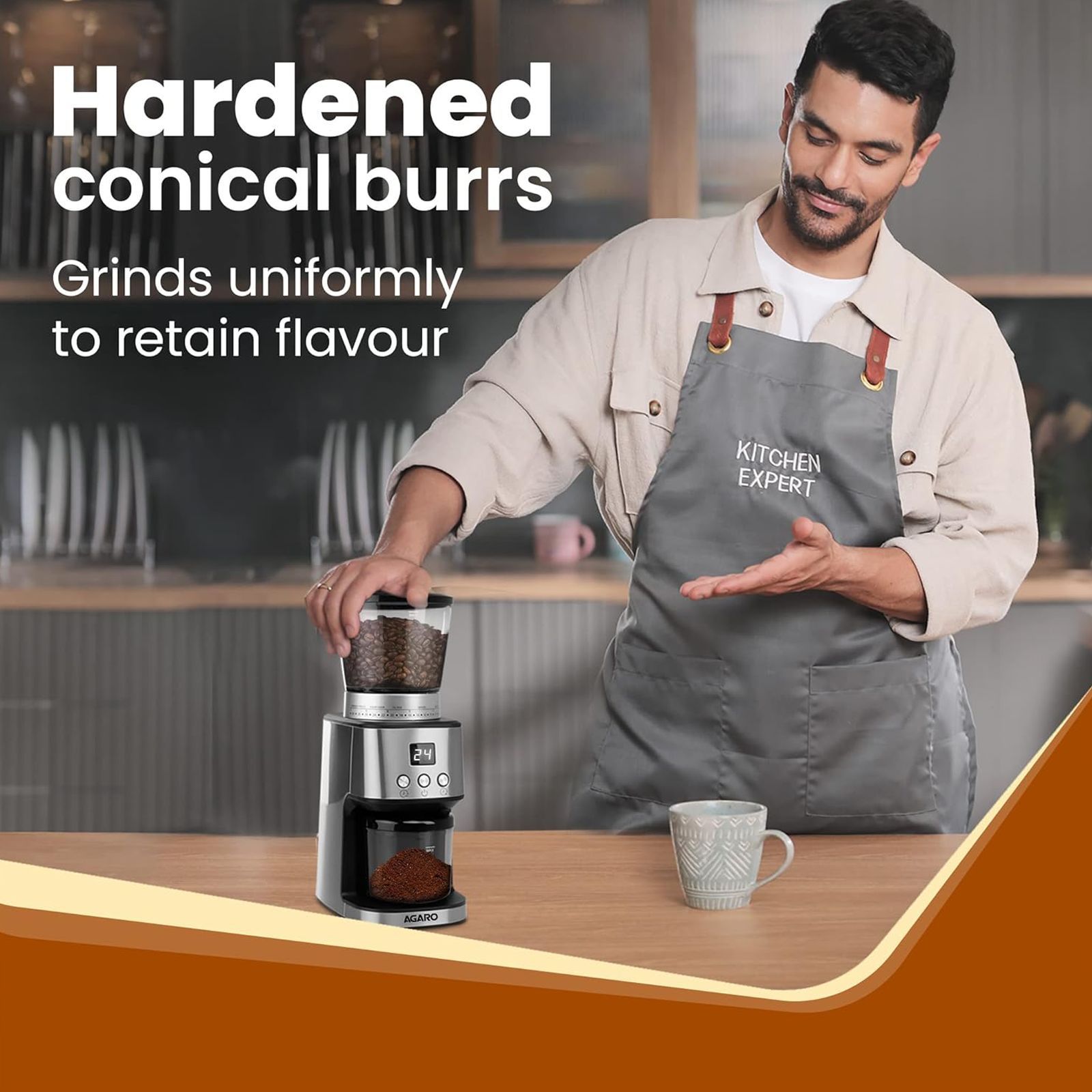 AGARO Supreme 12 Cups Automatic Coffee Grinder (Grinds Coffee Beans, Digital Timer, 33914, Silver) AGARO Supreme 12 Cups Automatic Coffee Grinder (Grinds Coffee Beans, Digital Timer, 33914, Silver)_4