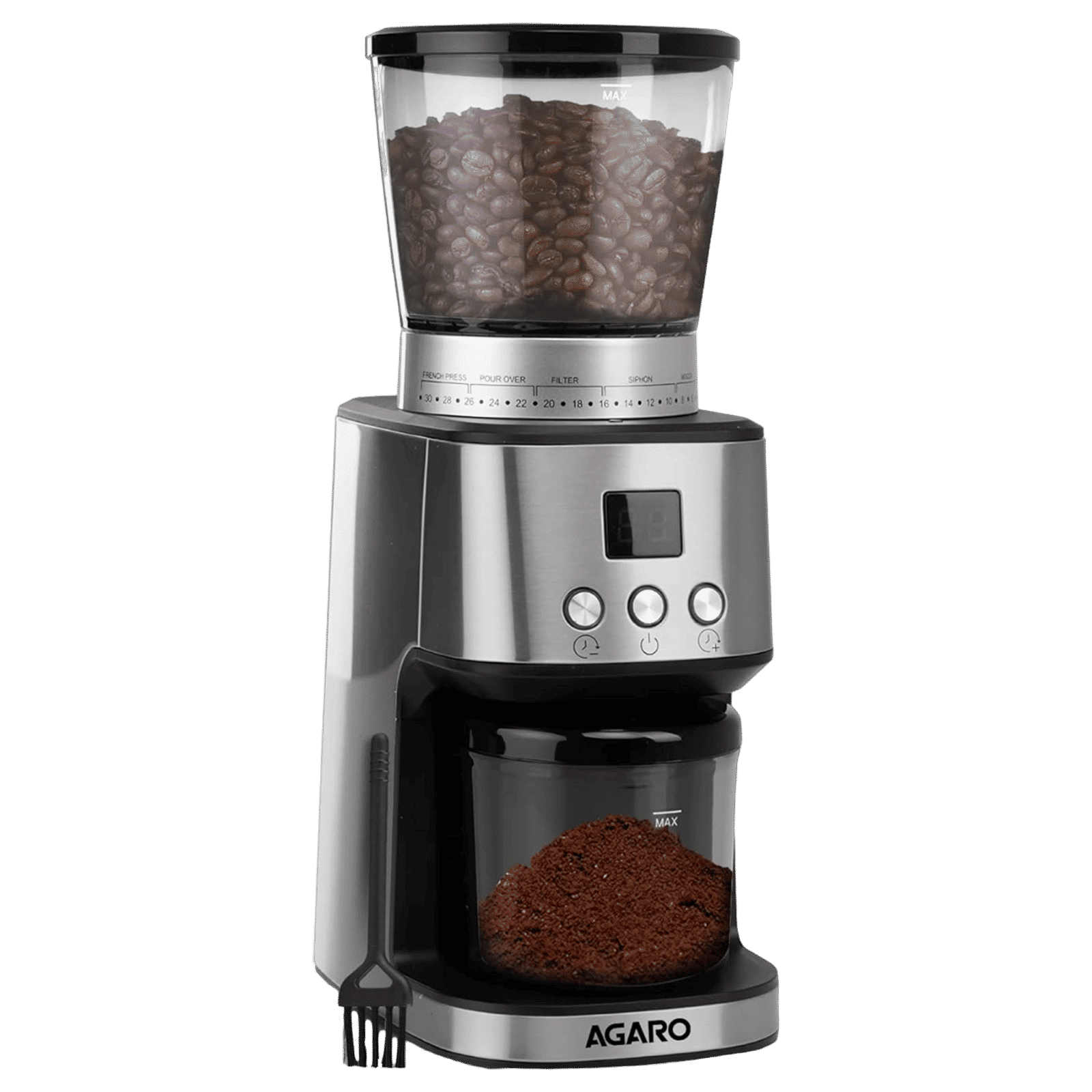 AGARO Supreme 12 Cups Automatic Coffee Grinder (Grinds Coffee Beans, Digital Timer, 33914, Silver) AGARO Supreme 12 Cups Automatic Coffee Grinder (Grinds Coffee Beans, Digital Timer, 33914, Silver)_1