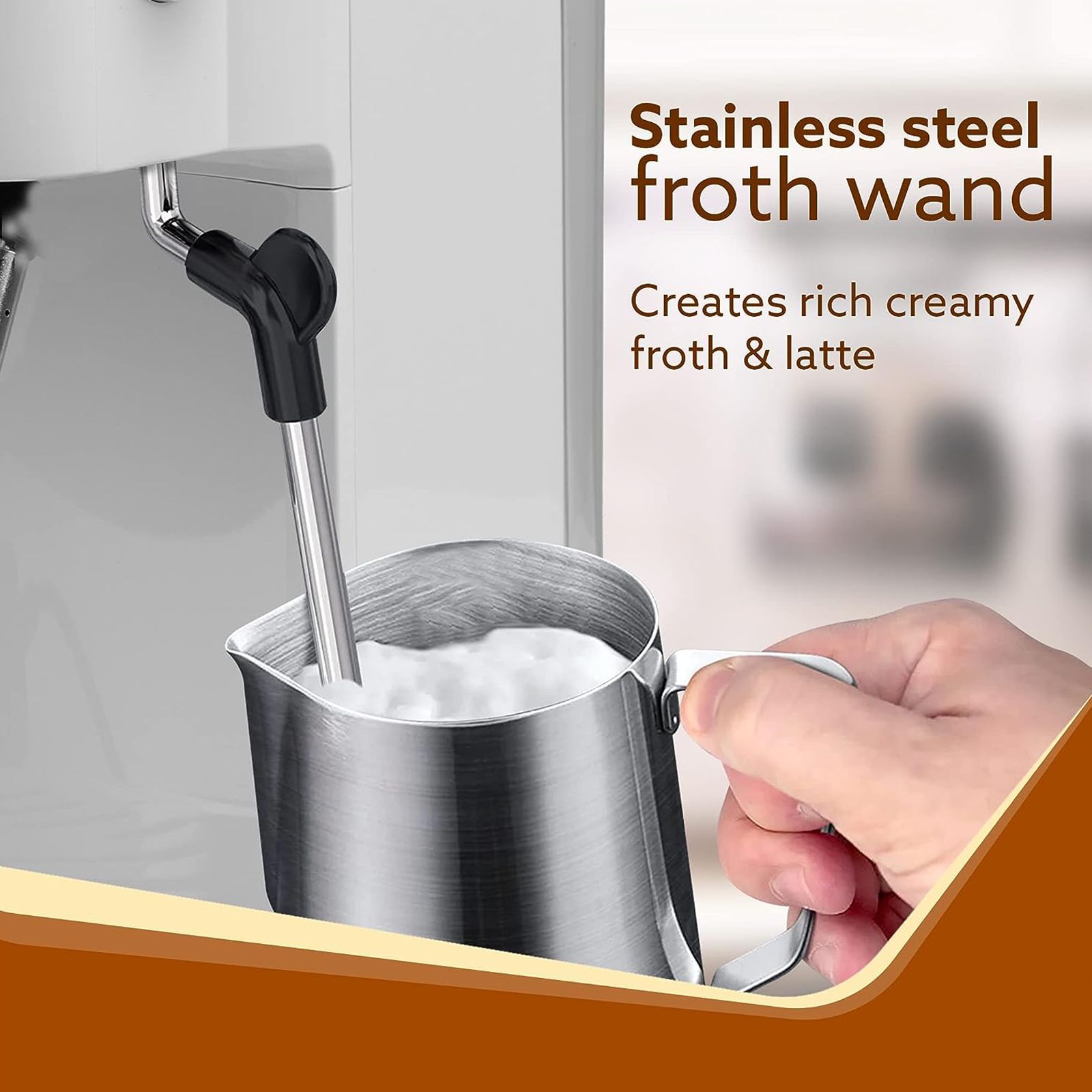 AGARO Regency 1350 Watt Automatic Espresso Coffee Maker with Adjustable Pressure Settings (White)_4