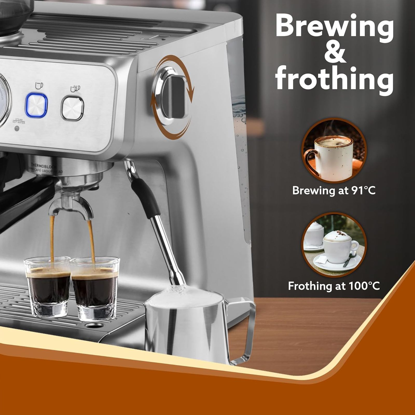 AGARO Supreme 1450 Watt 30 Cups Automatic Espresso Coffee Maker with Intelligent Temperature Control (Silver) AGARO Supreme 1450 Watt 30 Cups Automatic Espresso Coffee Maker with Intelligent Temperature Control (Silver)_2