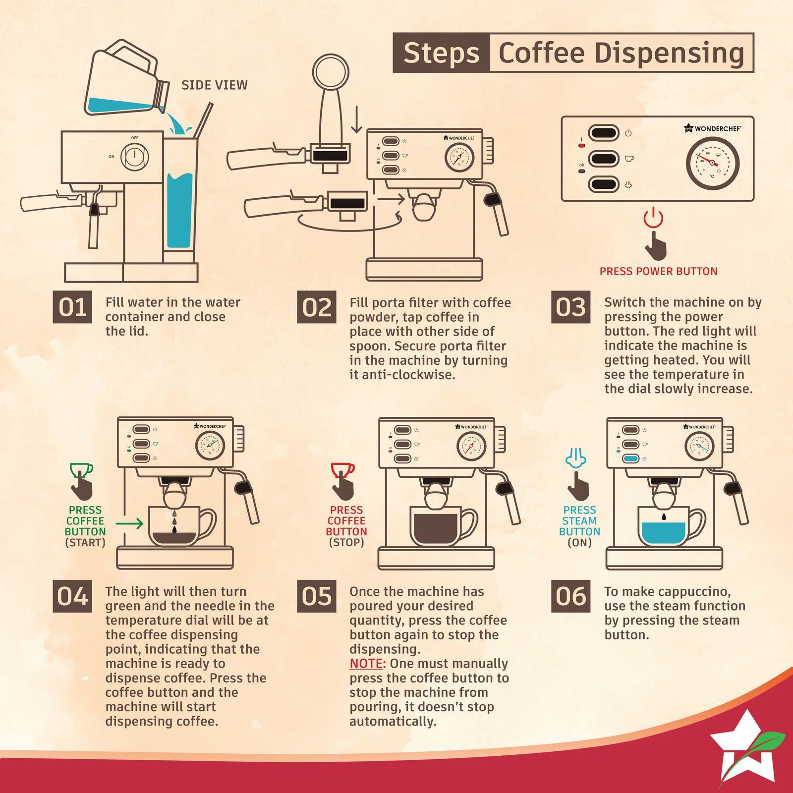 WONDERCHEF Regenta Automatic Espresso & Cappuccino Coffee Maker with Temperature Dial (Black) WONDERCHEF Regenta Automatic Espresso & Cappuccino Coffee Maker with Temperature Dial (Black)_10