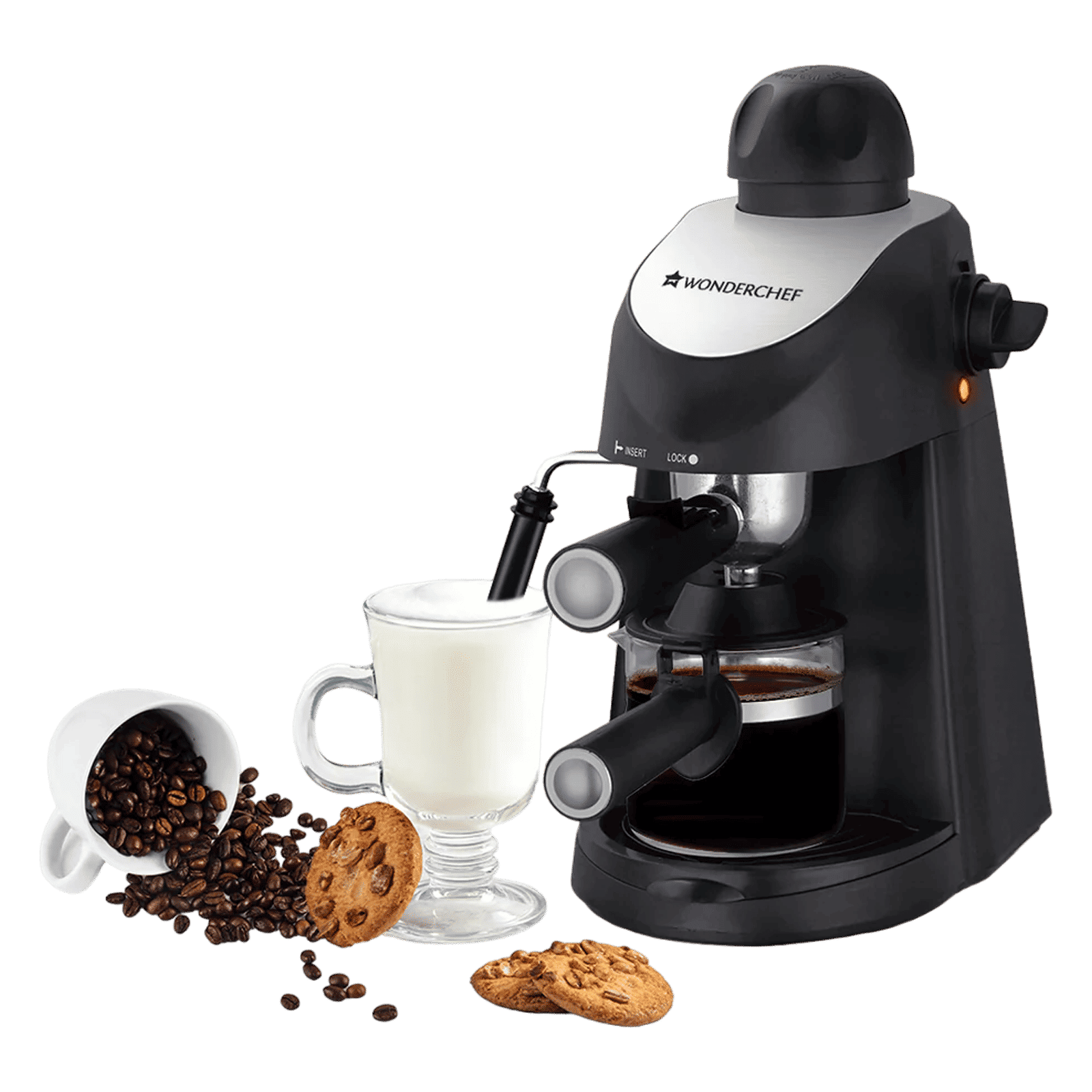 WONDERCHEF Regenta 800 Watt Automatic Espresso, Latte & Cappuccino Coffee Maker with Temperature Dial (Black) WONDERCHEF Regenta 800 Watt Automatic Espresso, Latte & Cappuccino Coffee Maker with Temperature Dial (Black)_1