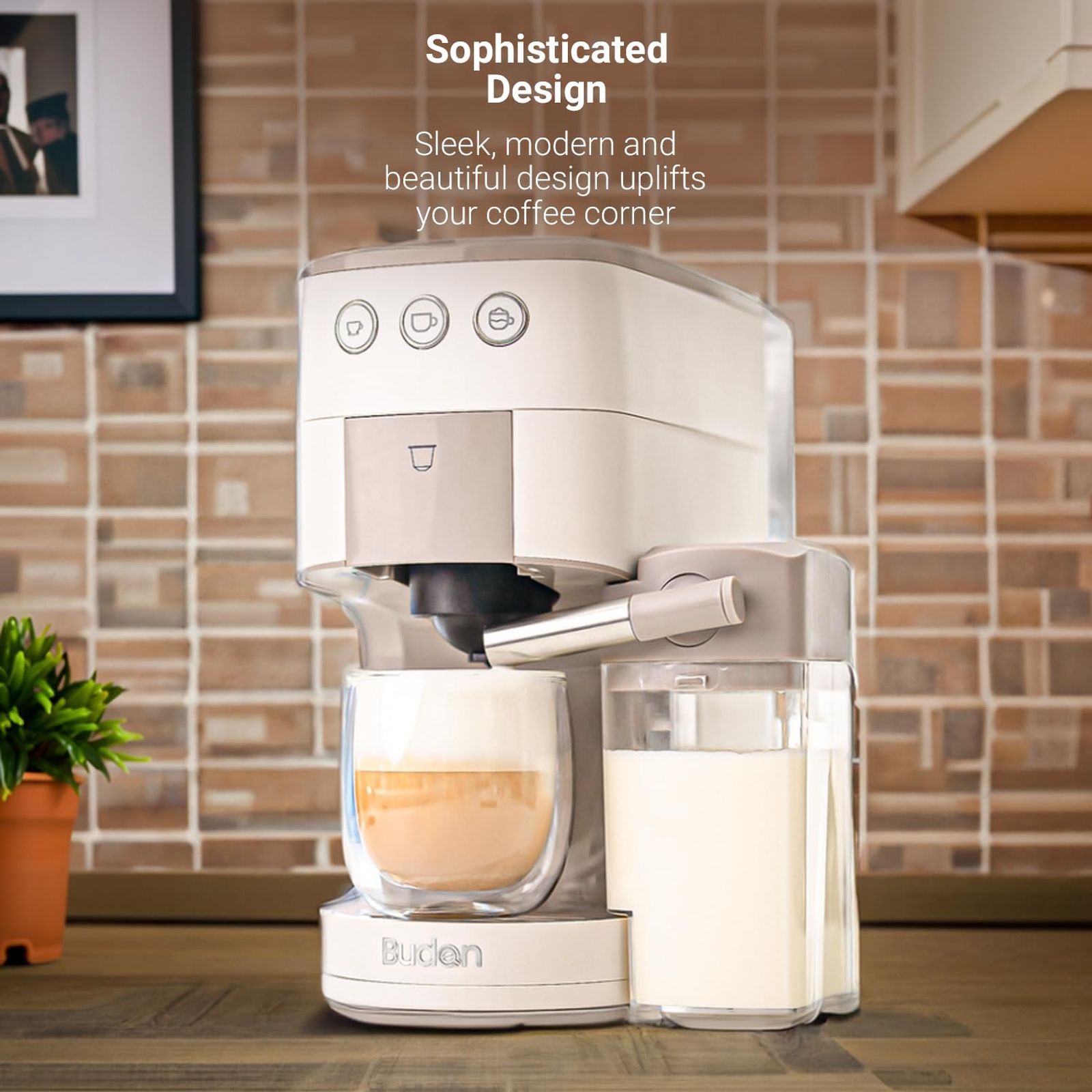 Budan BUDEM097 Manual Espresso, Latte, Americano, Affogato & Cappuccino Coffee Maker with Integrated Milk Container (Grey) Budan BUDEM097 Manual Espresso, Latte, Americano, Affogato & Cappuccino Coffee Maker with Integrated Milk Container (Grey)_9