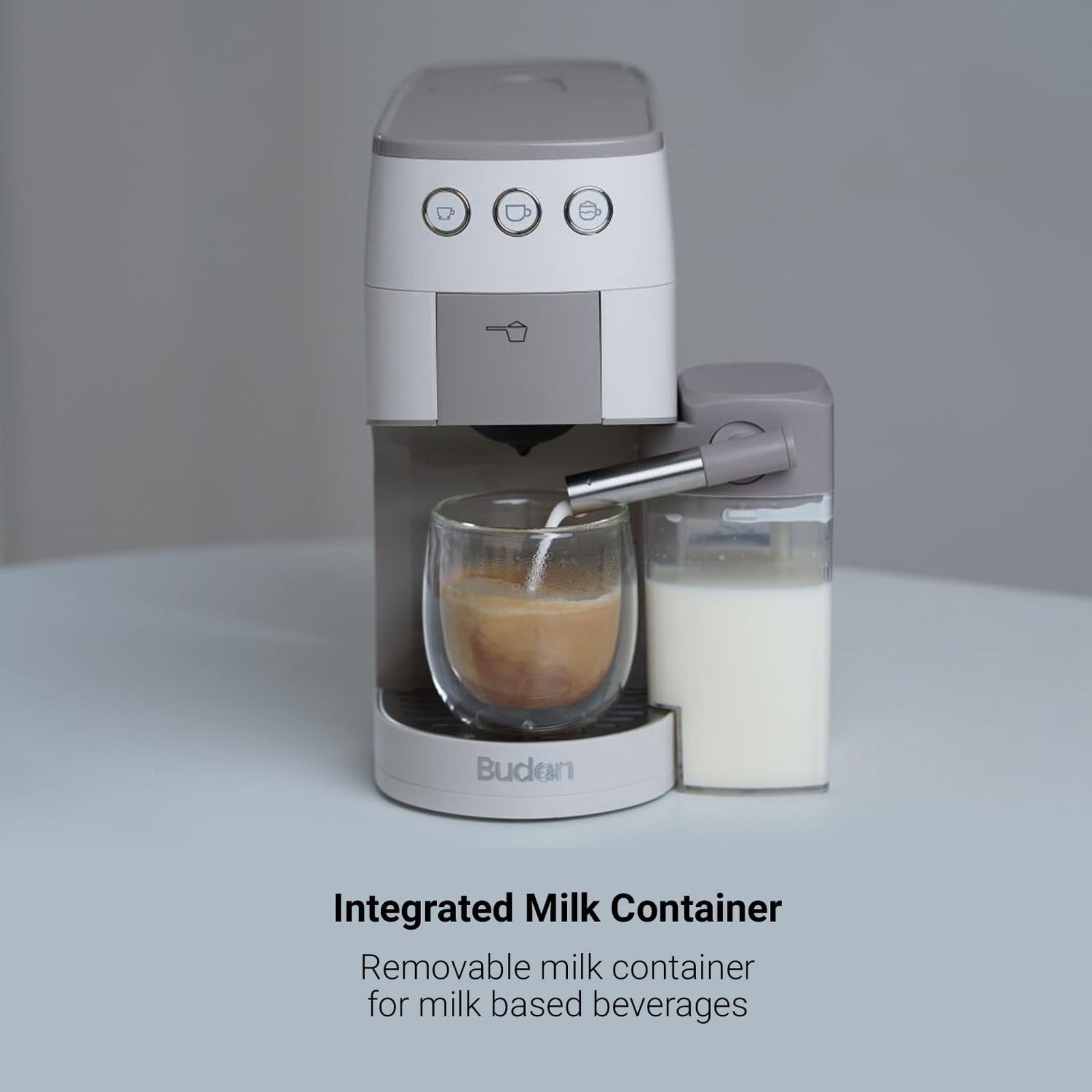 Budan BUDEM097 Manual Espresso, Latte, Americano, Affogato & Cappuccino Coffee Maker with Integrated Milk Container (Grey) Budan BUDEM097 Manual Espresso, Latte, Americano, Affogato & Cappuccino Coffee Maker with Integrated Milk Container (Grey)_5