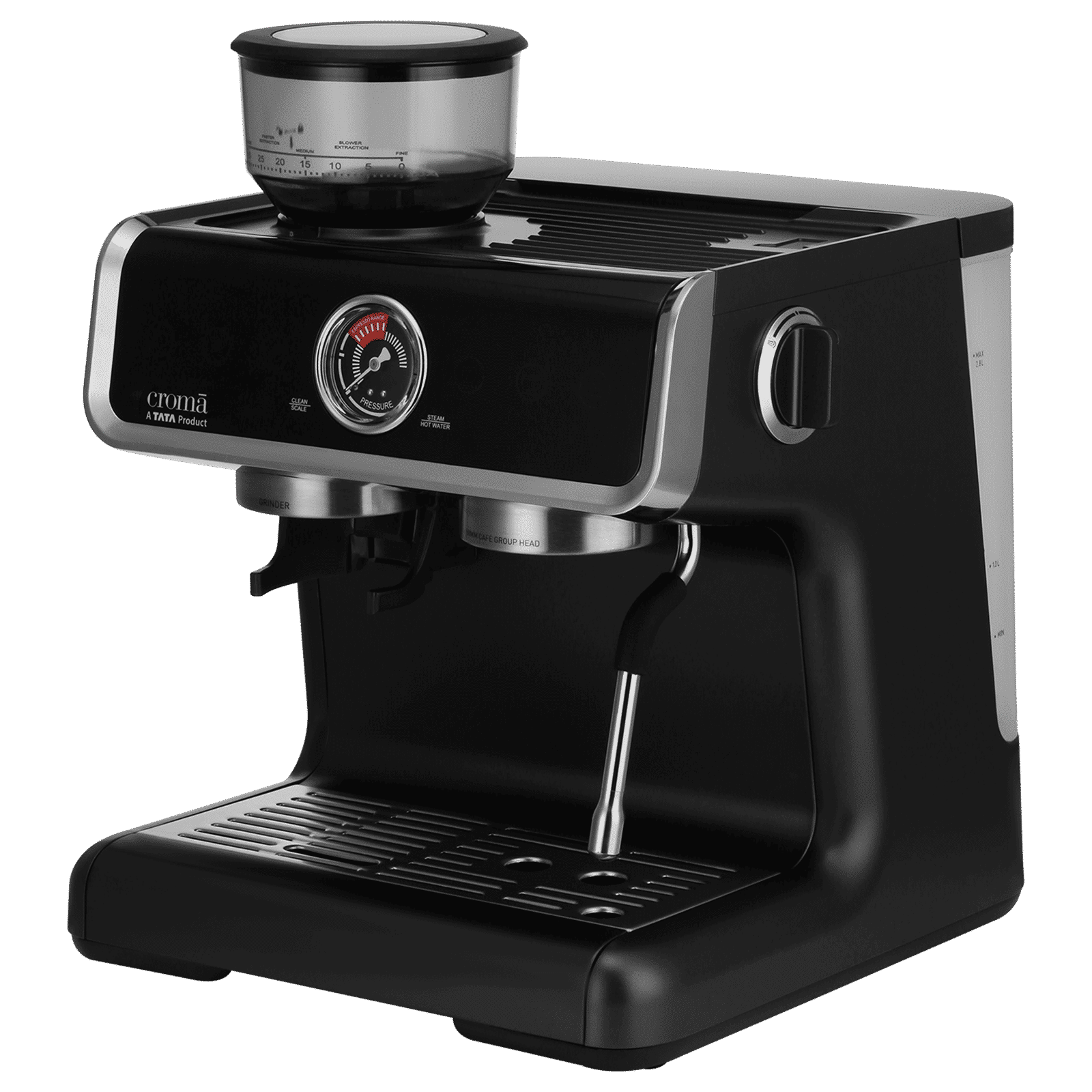 Croma Automatic Espresso, Cappuccino & Latte Coffee Maker with Auto Clean & Descaling Function (Grey)_4