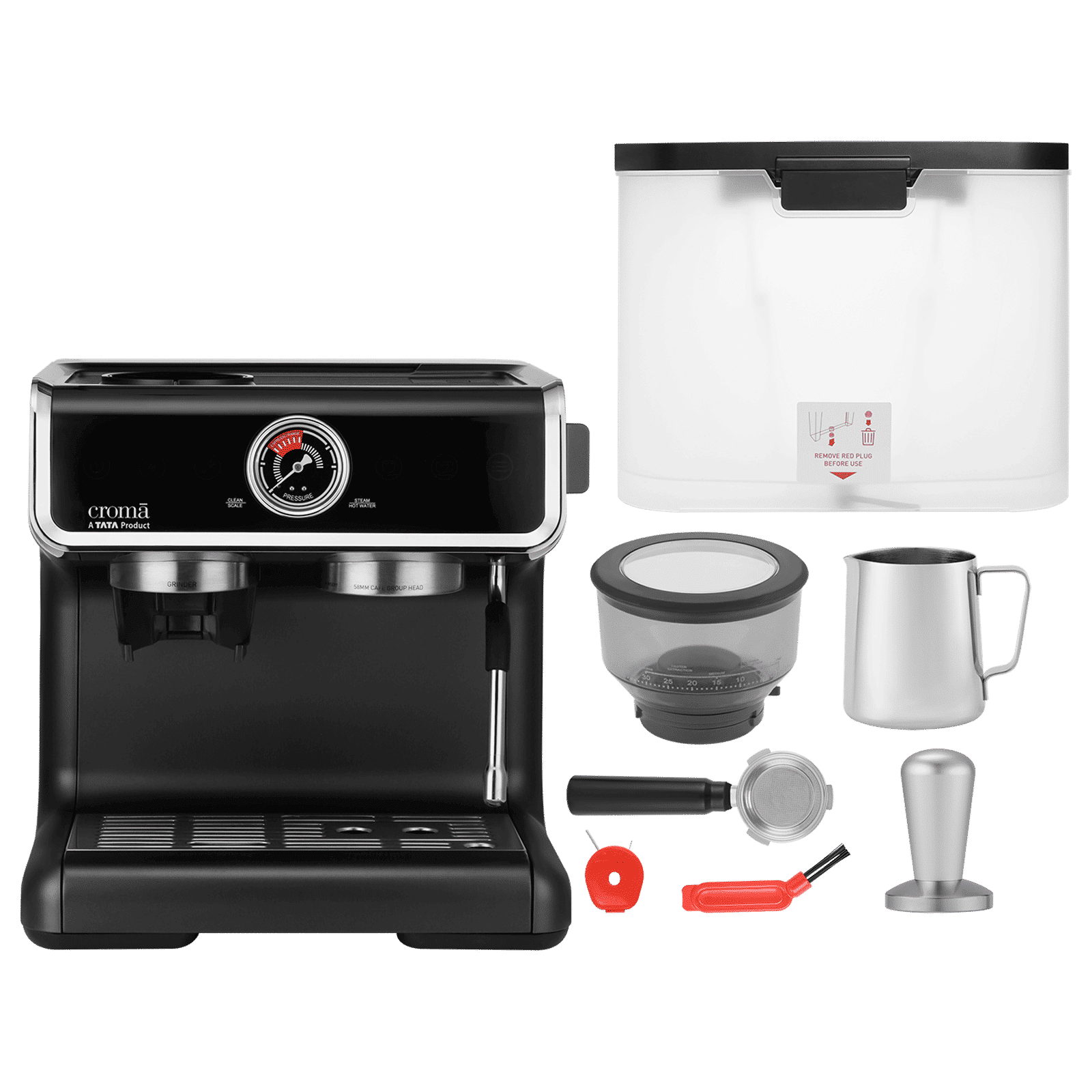 Croma Automatic Espresso, Cappuccino & Latte Coffee Maker with Auto Clean & Descaling Function (Grey)_7