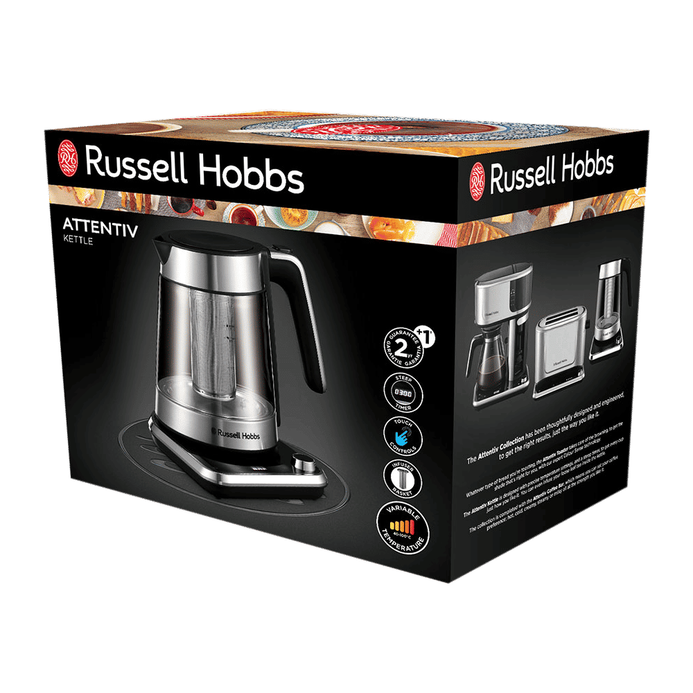Russell Hobbs Atentive 3000 Watt 1.7 Litre Electric Kettle with Touch Screen Control (Silver & Black)_9