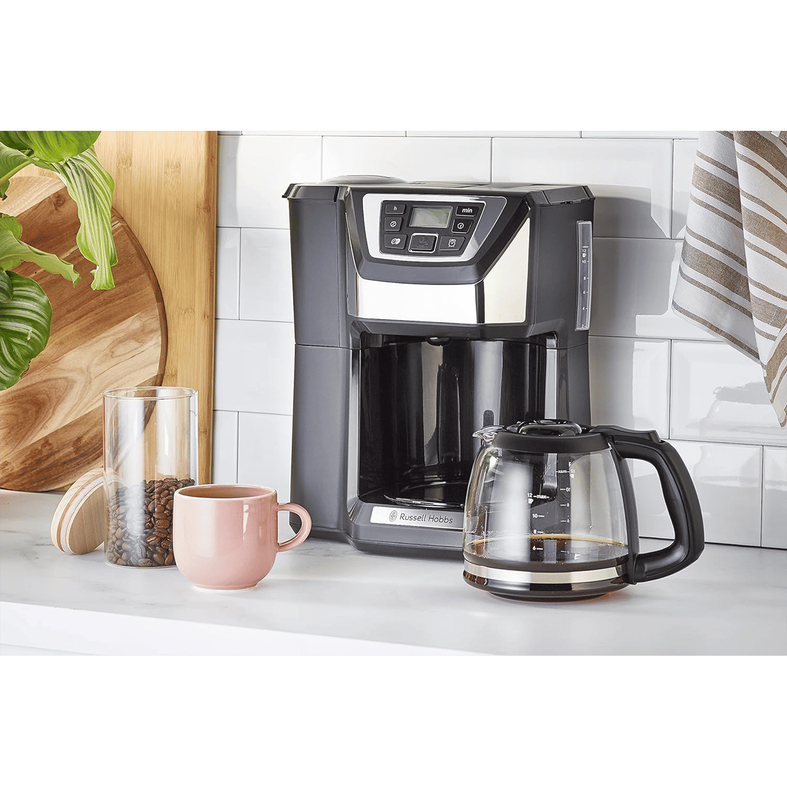 Russell Hobbs Victory 1025 Watt 12 Cups Automatic Grind & Brew Coffee Maker with Digital Grinder (Black)_10