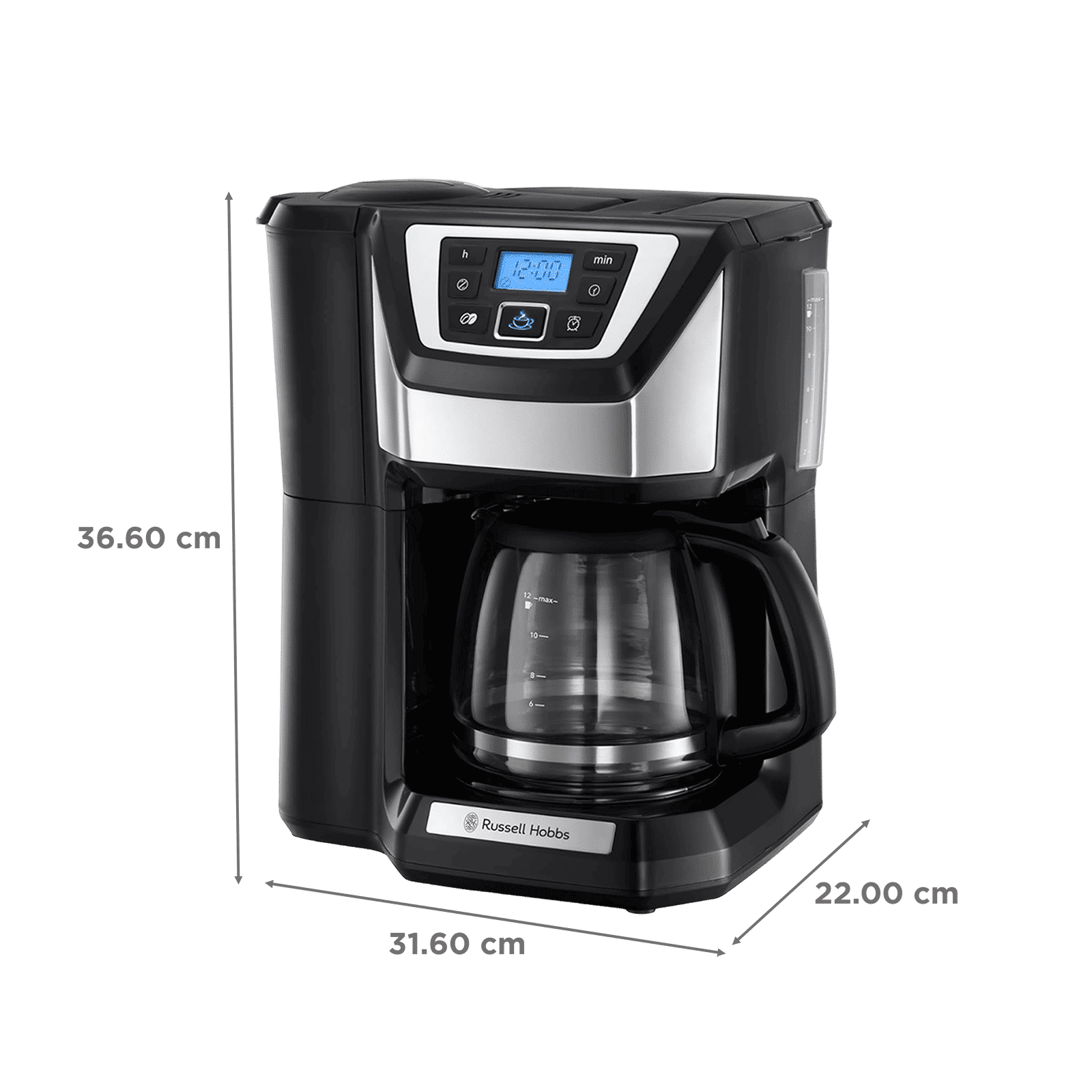 Russell Hobbs Victory 1025 Watt 12 Cups Automatic Grind & Brew Coffee Maker with Digital Grinder (Black)_2