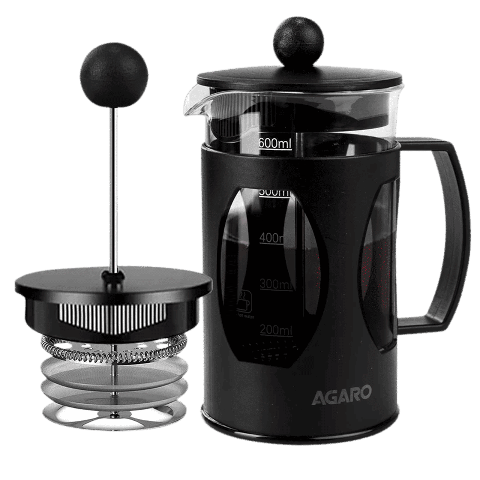 AGARO Elite Manual French Press Coffee & Tea Maker with 4 Level Filtration System (Black)_1
