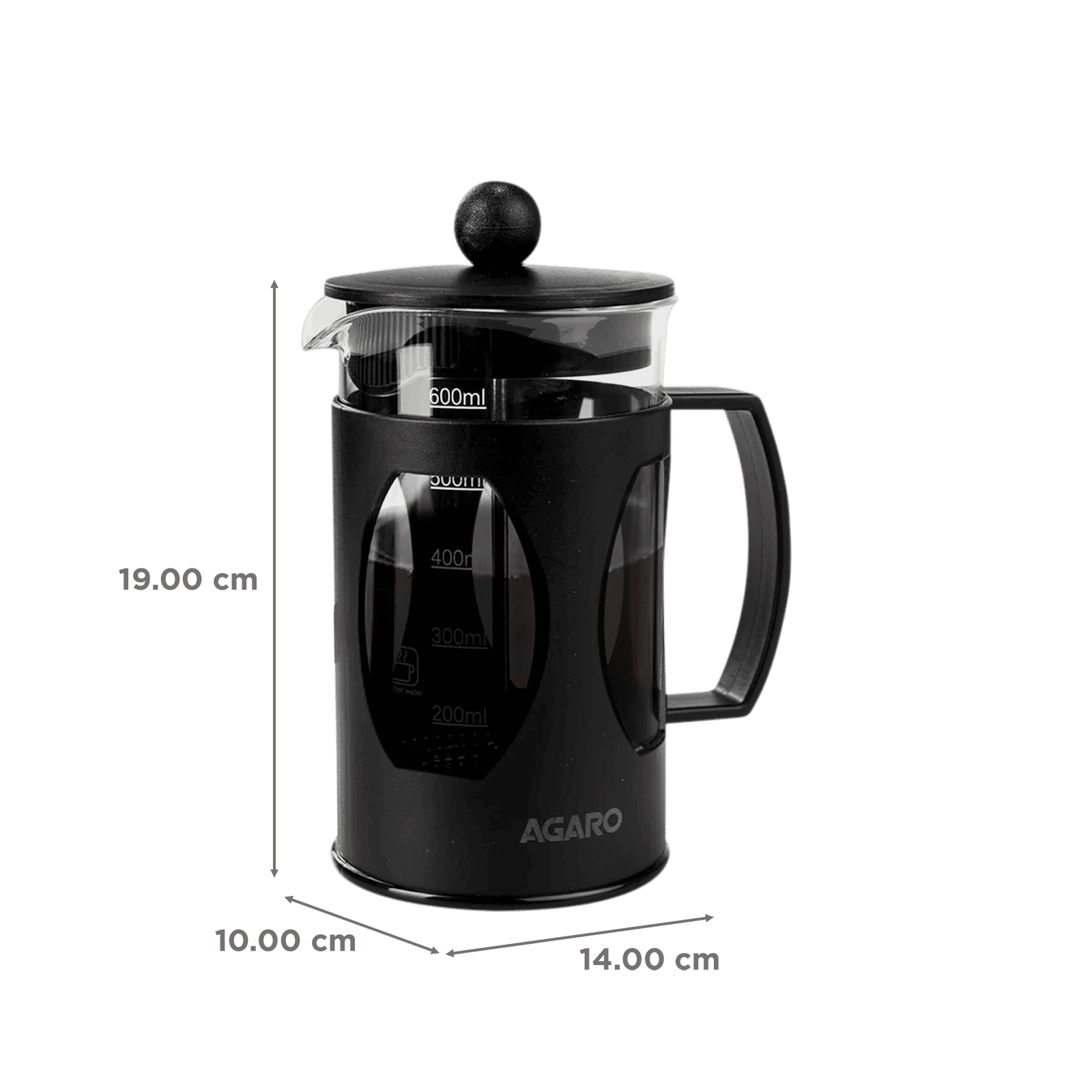 AGARO Elite Manual French Press Coffee & Tea Maker with 4 Level Filtration System (Black)_2