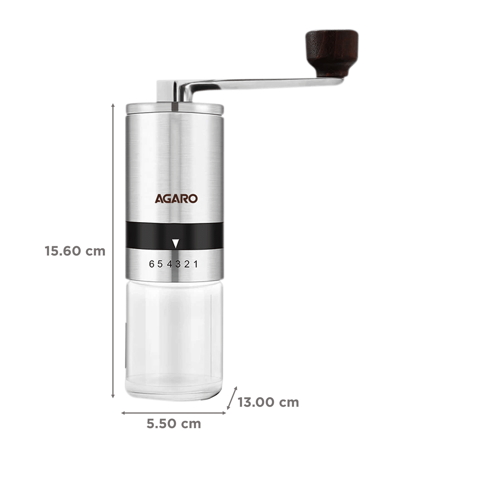 AGARO Elite Manual Espresso & Drip Coffee Grinder with 6 Preset Adjustable Settings (Silver)_2