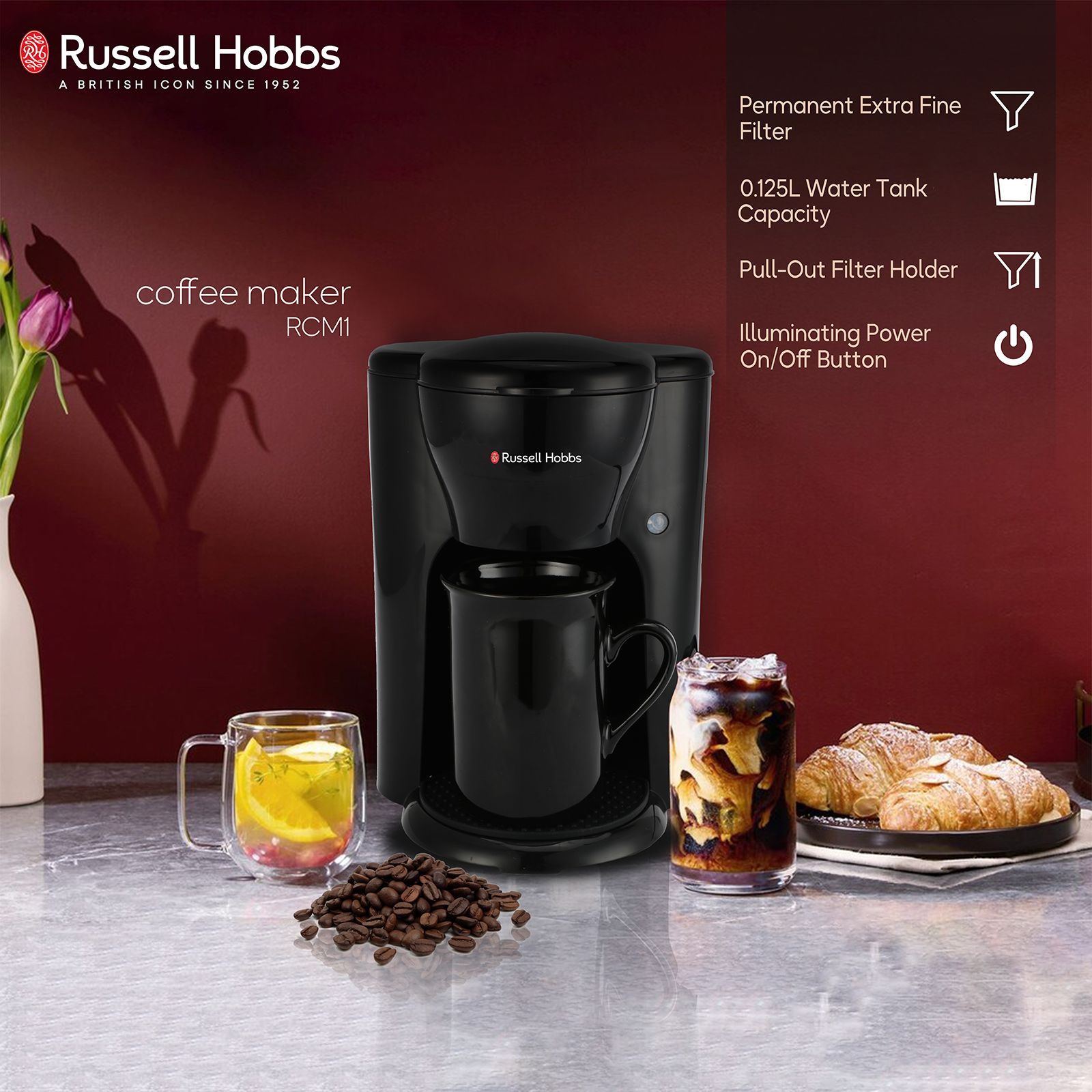 Russell Hobbs RCM1 330 Watt 1 Cups Manual Drip Coffee Maker (Black)_6