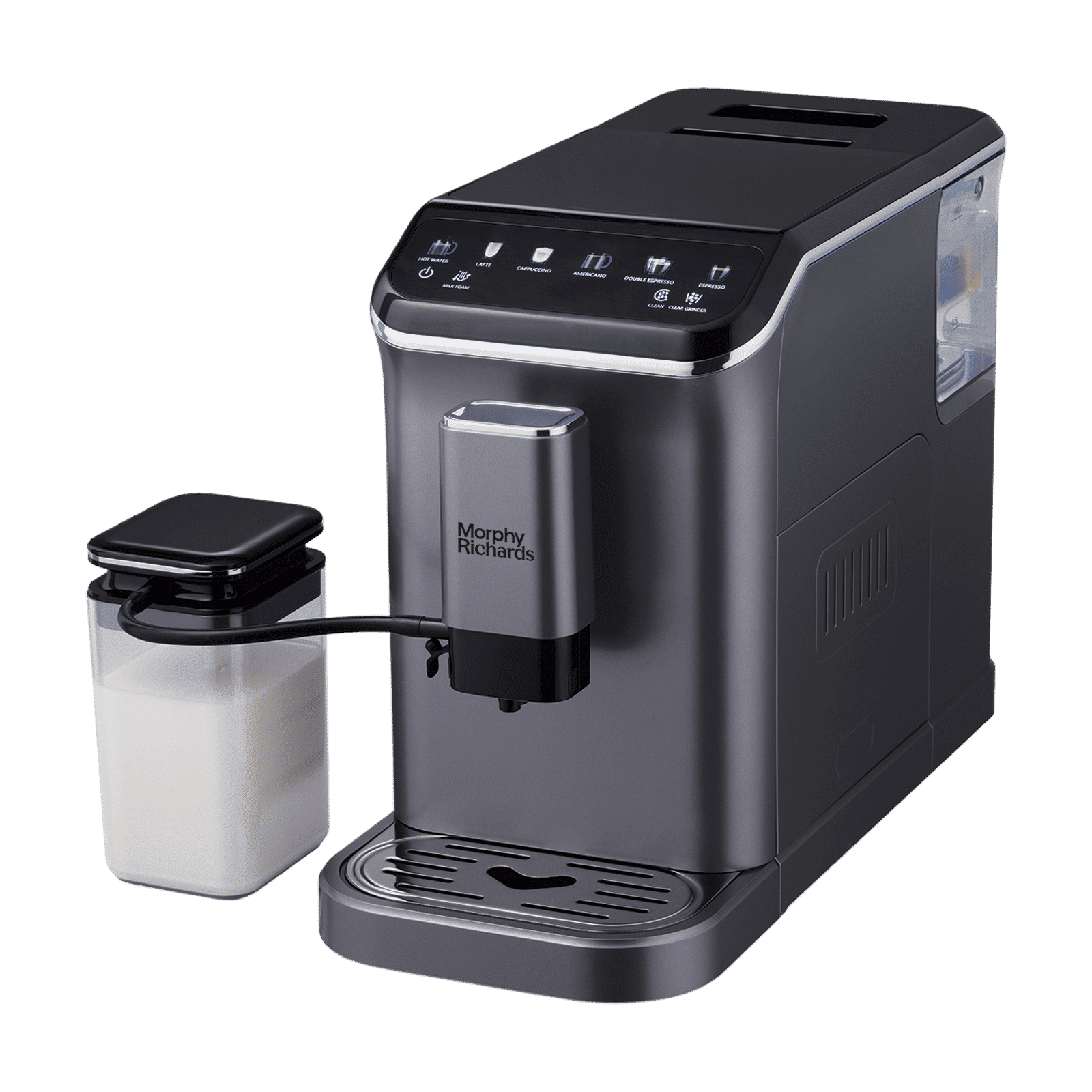 morphy richards Cafe Artisan 1350 Watt Automatic Espresso, Cappuccino & Latte Coffee Maker with In-built Milk Frothing System (Black & Titanium)_1