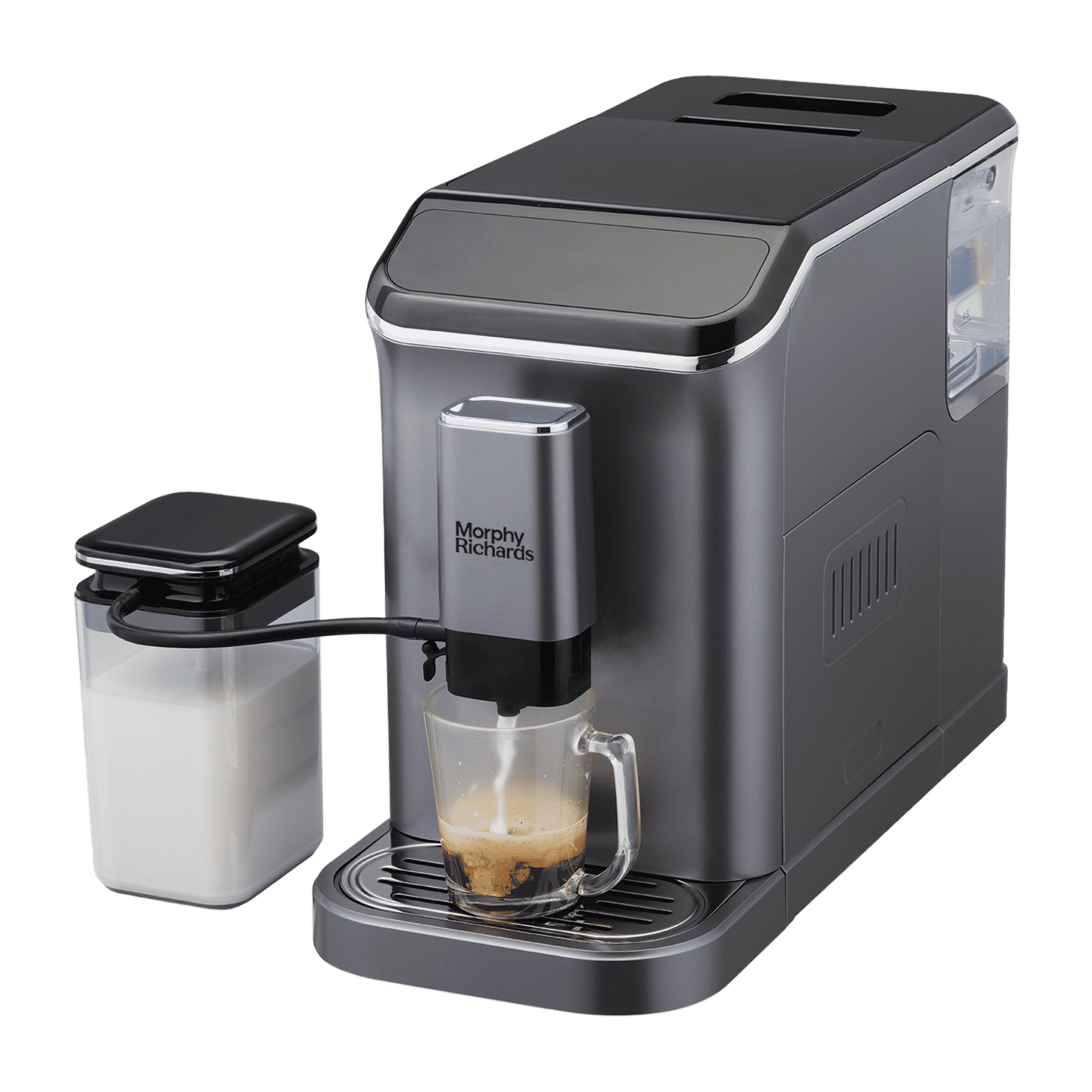 morphy richards Cafe Artisan 1350 Watt Automatic Espresso, Cappuccino & Latte Coffee Maker with In-built Milk Frothing System (Black & Titanium)_4