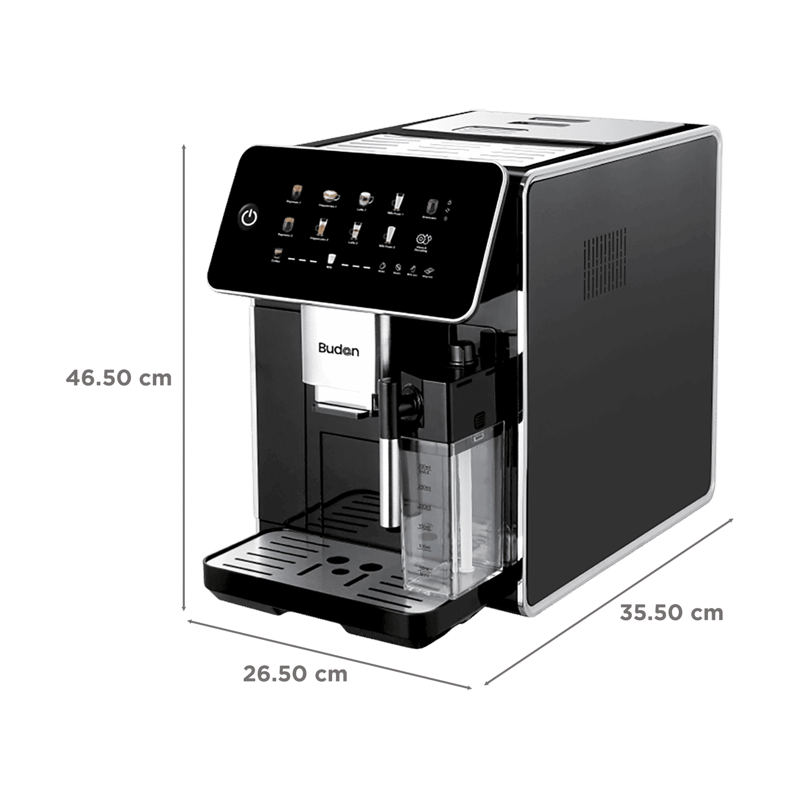 Budan Brew 500 1350 Watt Automatic Espresso, Americano, Latte & Cappuccino Coffee Maker with Dual Cup Function (Black)_2