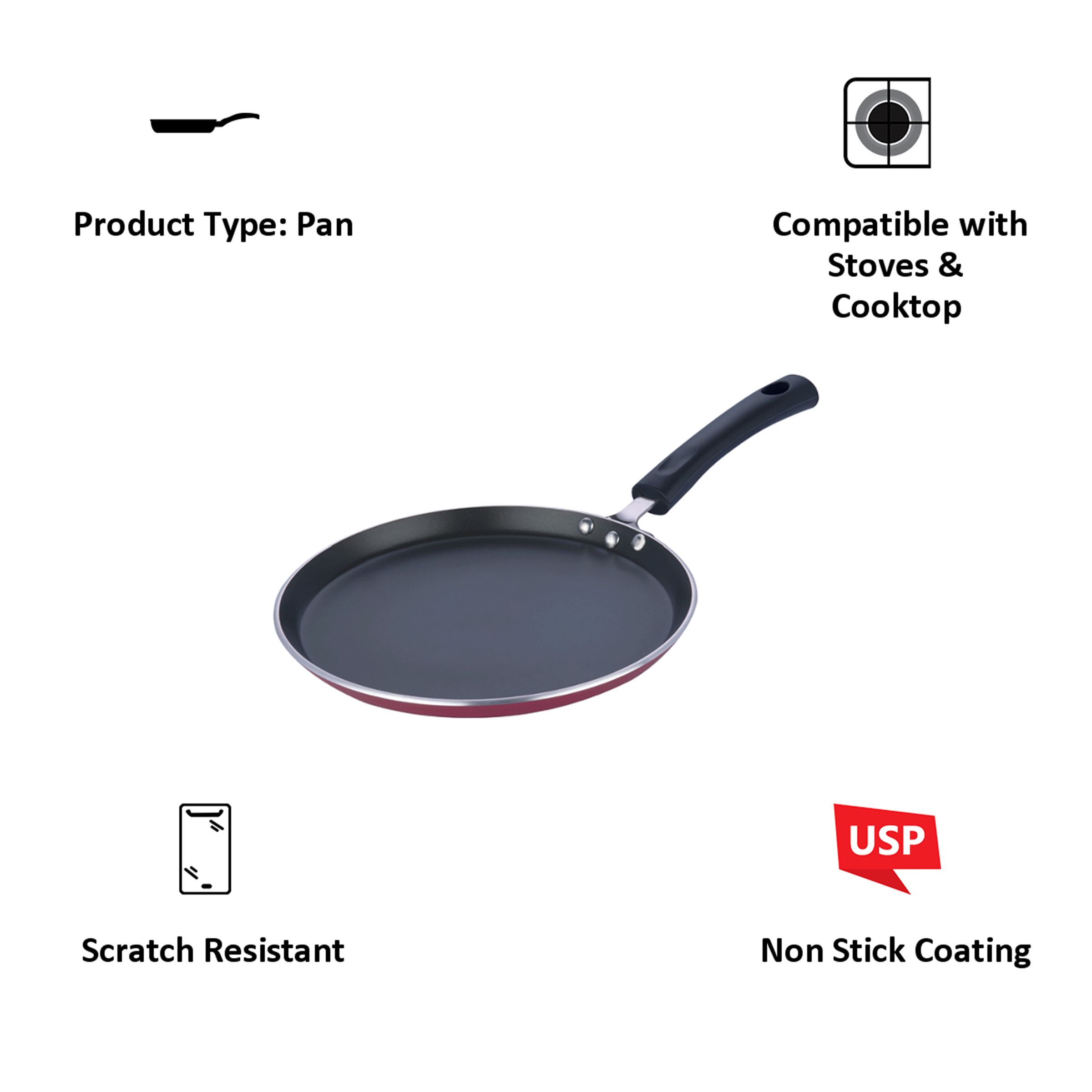 VINOD Induction Non-Stick Dosa Tawa (IZOT280, Black) VINOD Induction Non-Stick Dosa Tawa (IZOT280, Black)_5