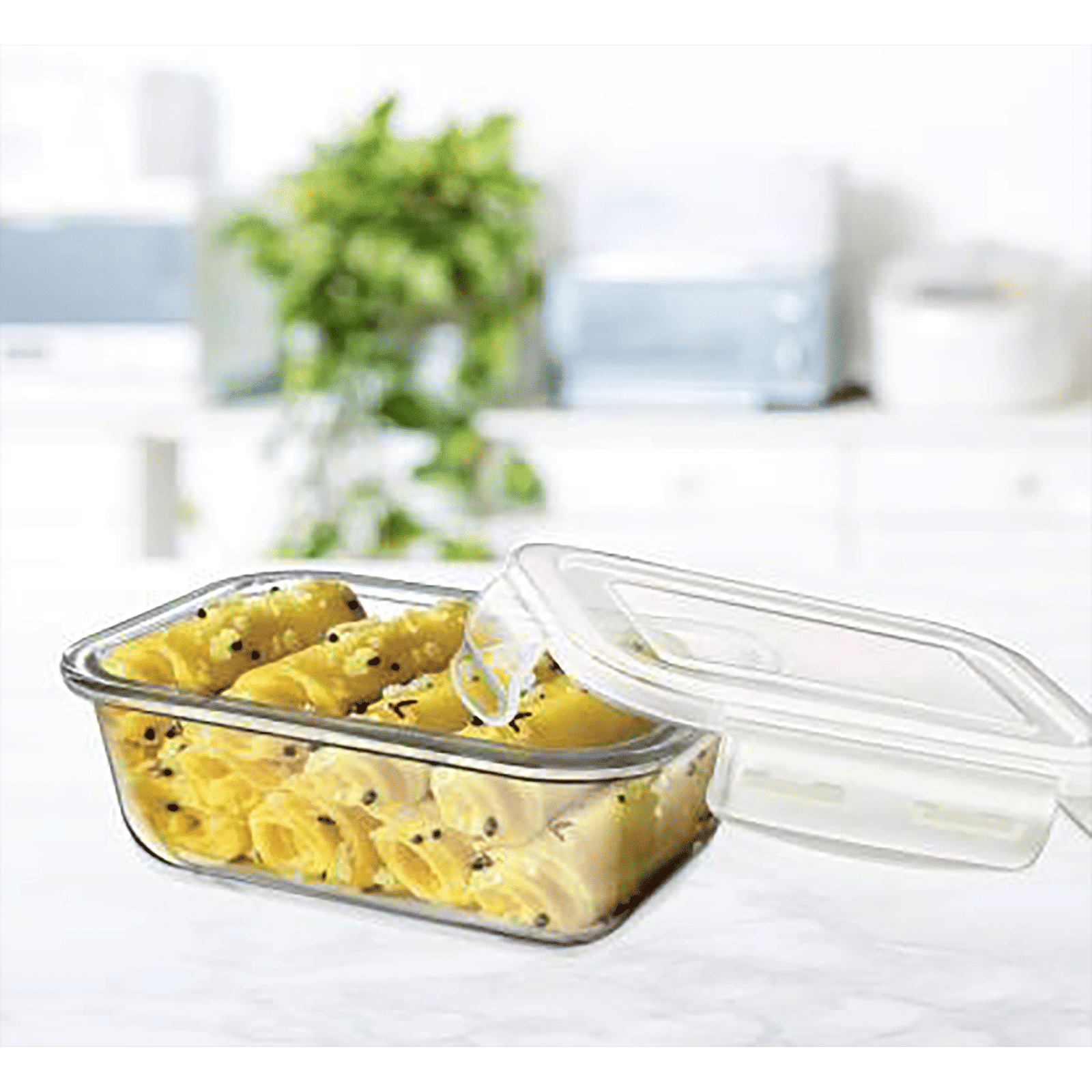 treo 320ml Glass Rectangle Storage Container with Lid (BPA Free, Transparent)_4