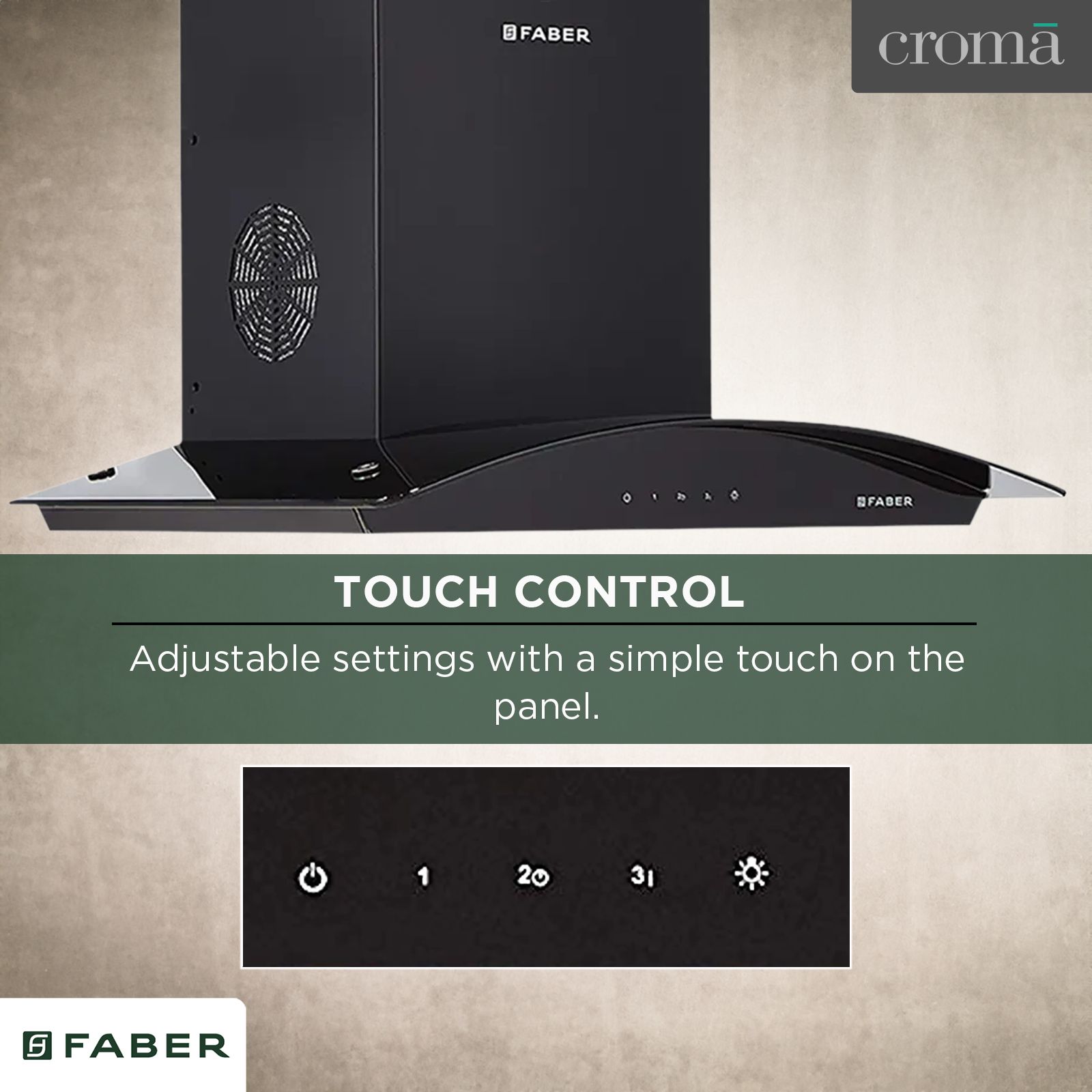 FABER FEEL PLUS 3D T2S2 BK TC LTW 60cm 1150m3/hr Ducted Wall Mounted Chimney with Touch Control Panel (Black)_13
