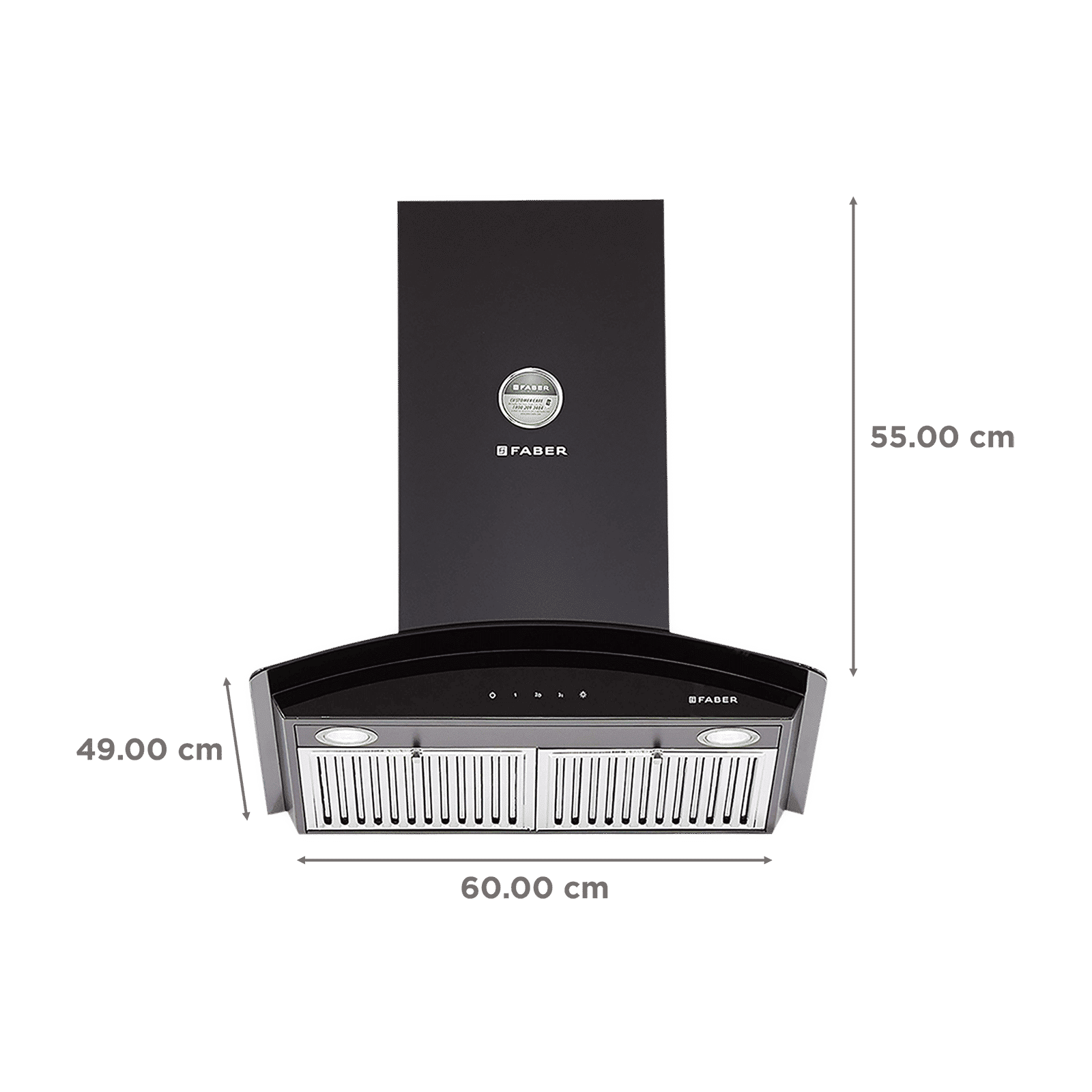 FABER FEEL PLUS 3D T2S2 BK TC LTW 60cm 1150m3/hr Ducted Wall Mounted Chimney with Touch Control Panel (Black)_2