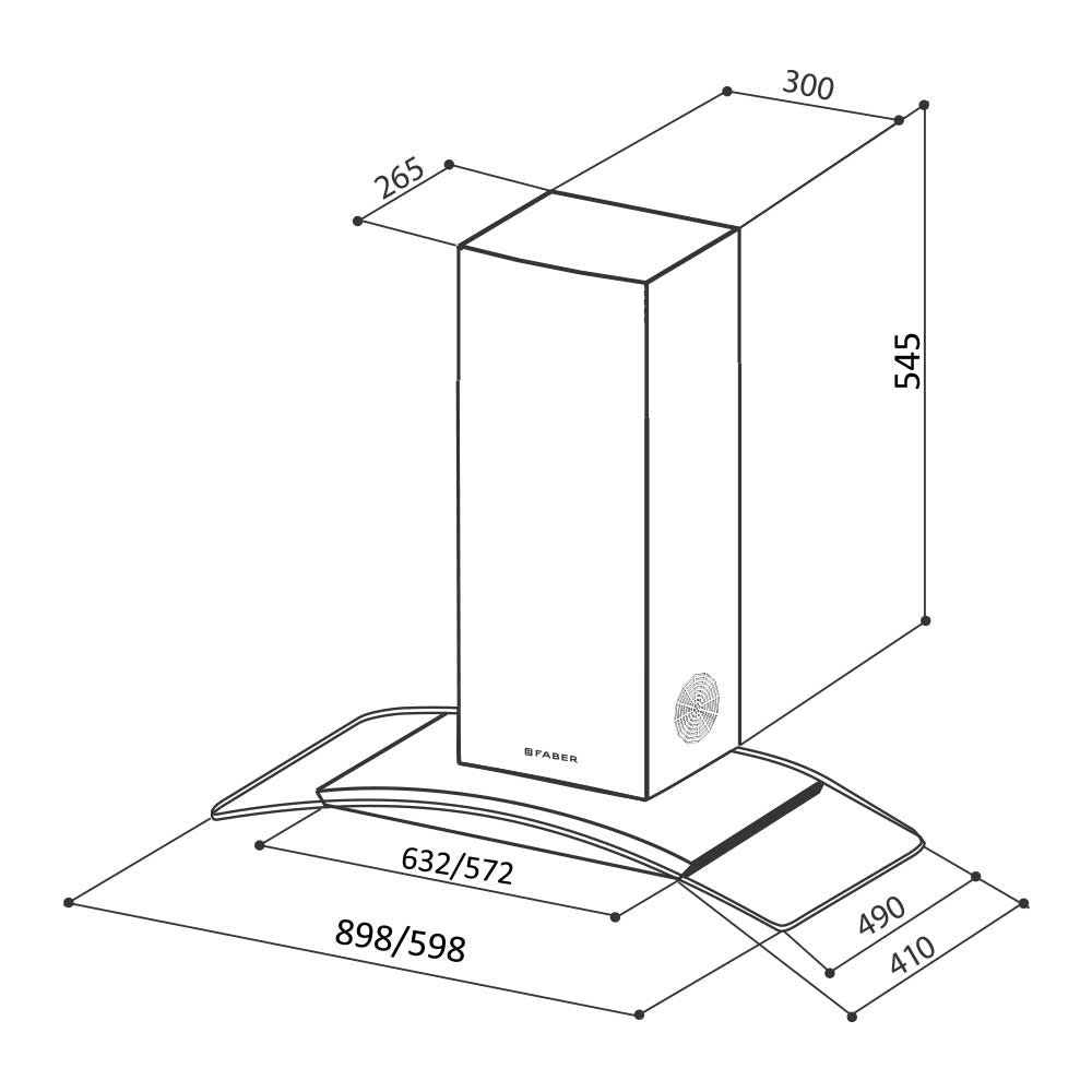 FABER FEEL PLUS 3D T2S2 BK TC LTW 60cm 1150m3/hr Ducted Wall Mounted Chimney with Touch Control Panel (Black)_8