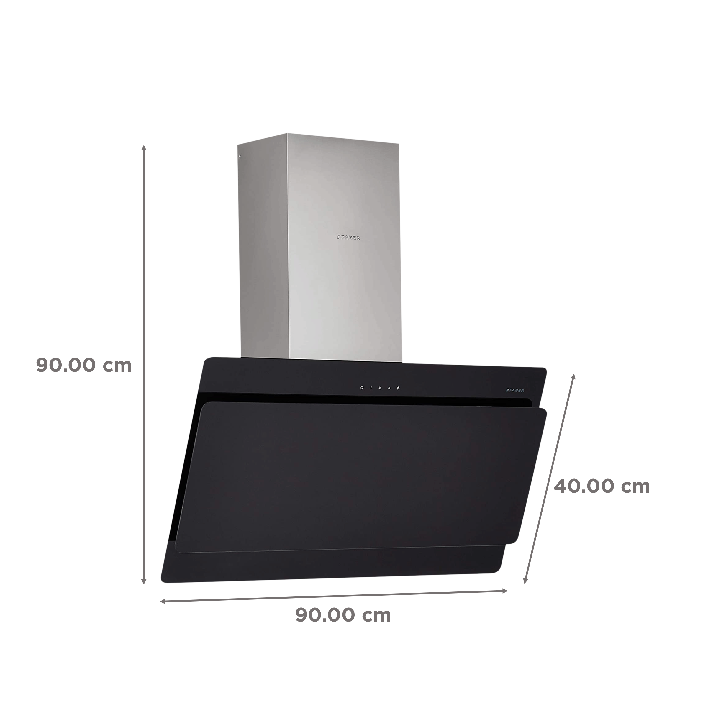 FABER COCKTAIL 3D T2S2 BK TC LTW 90cm 1095m3/hr Ducted Wall Mounted Chimney with Touch Control Panel (Black)_2