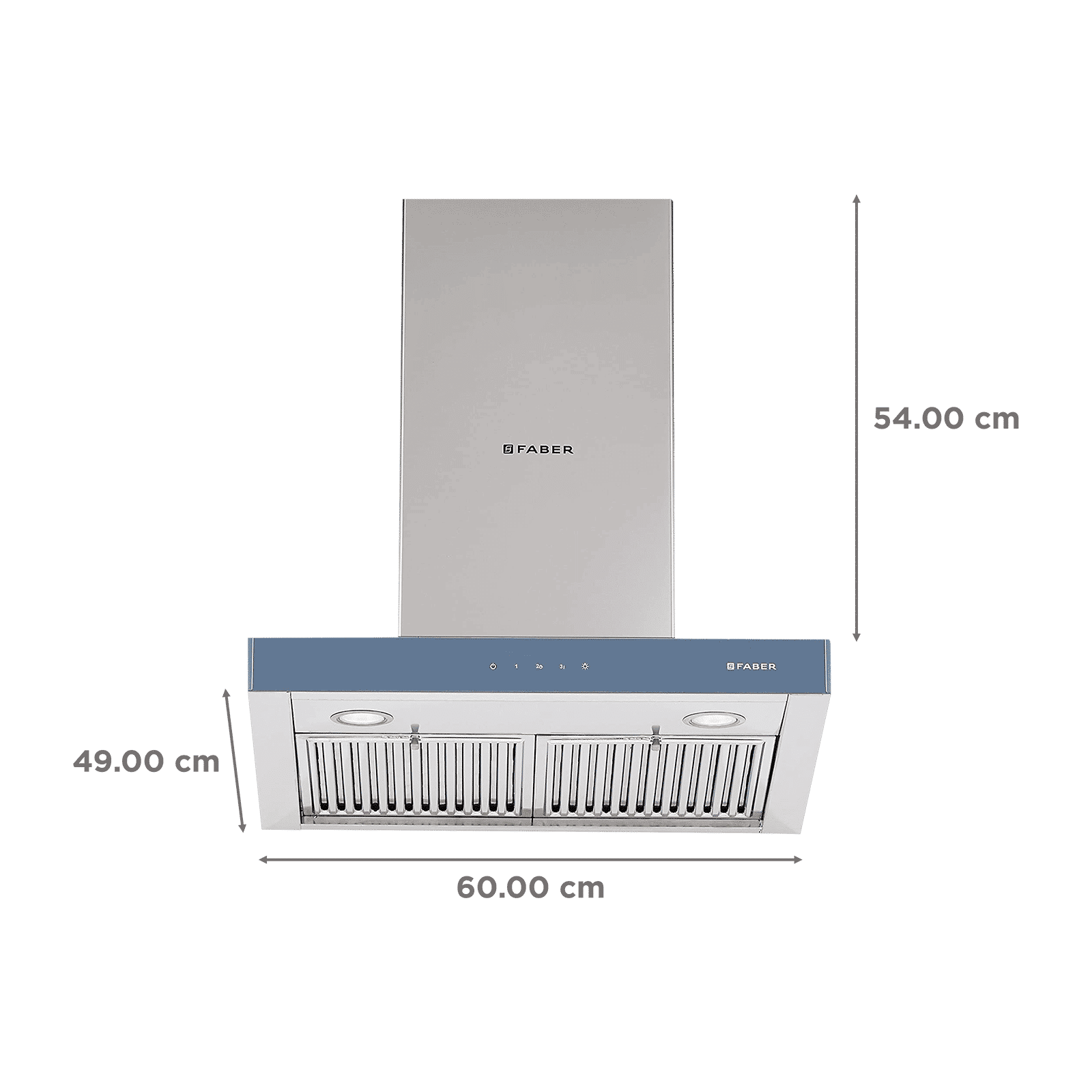 FABER STILUX 3D T2S2 TC LTW 60cm 1095m3/hr Ducted Wall Mounted Chimney with Touch Control Panel (Silver)_2