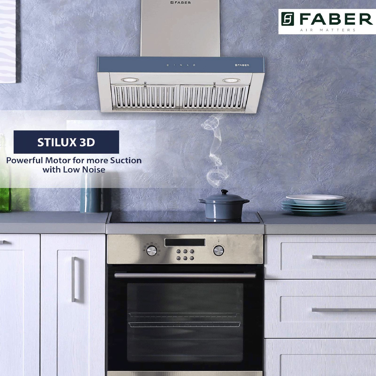 FABER STILUX 3D T2S2 TC LTW 60cm 1095m3/hr Ducted Wall Mounted Chimney with Touch Control Panel (Silver)_8