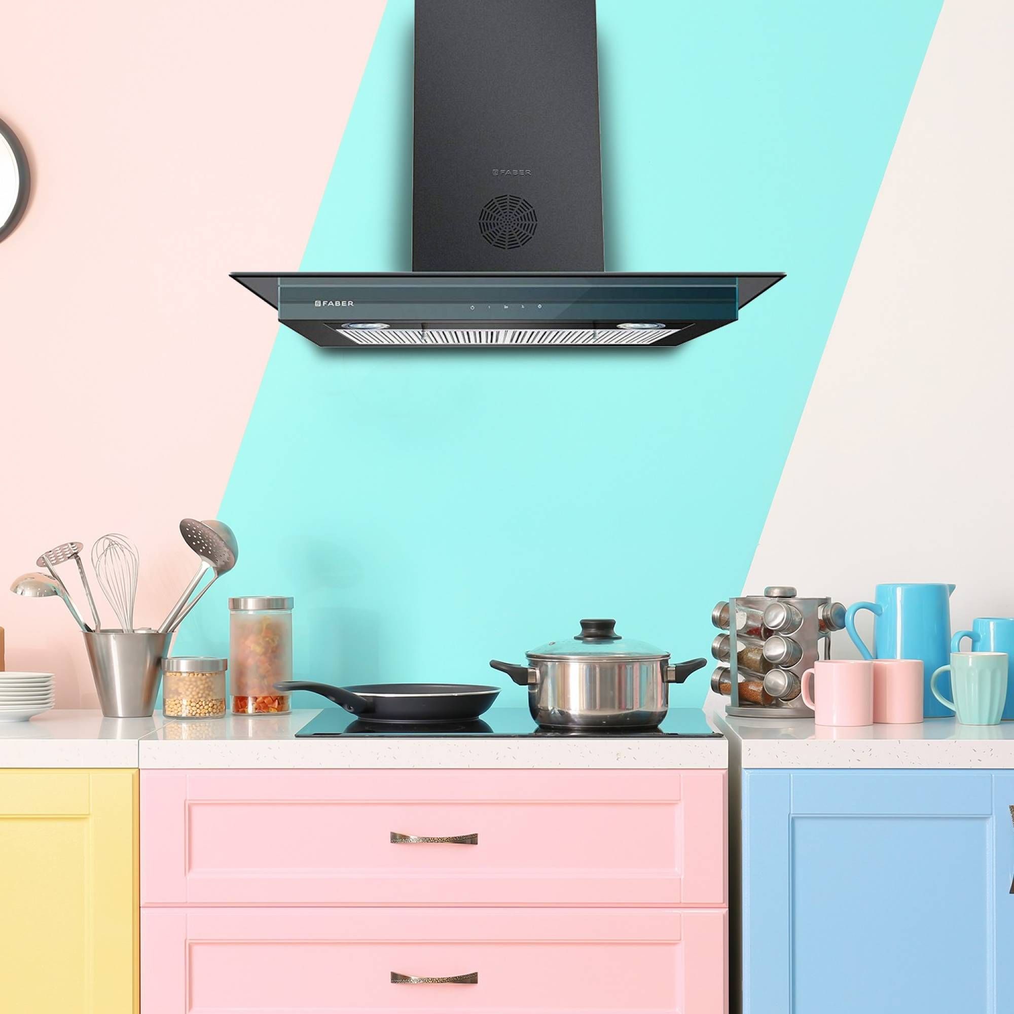 FABER SUPER 3D PLUS T2S2 BK TC LTW 90cm 1150m3/hr Ductless Wall Mounted Chimney with Touch Control Panel (Black)_10