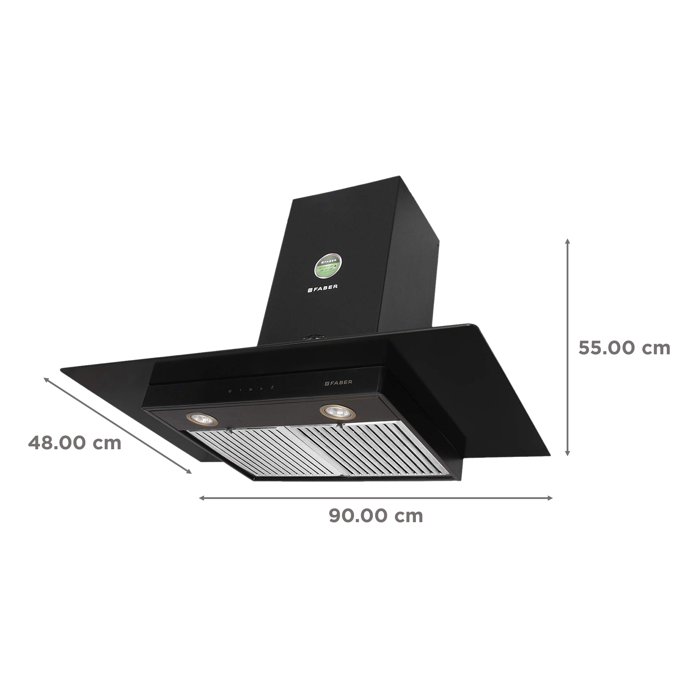 FABER SUPER 3D PLUS T2S2 BK TC LTW 90cm 1150m3/hr Ductless Wall Mounted Chimney with Touch Control Panel (Black)_2