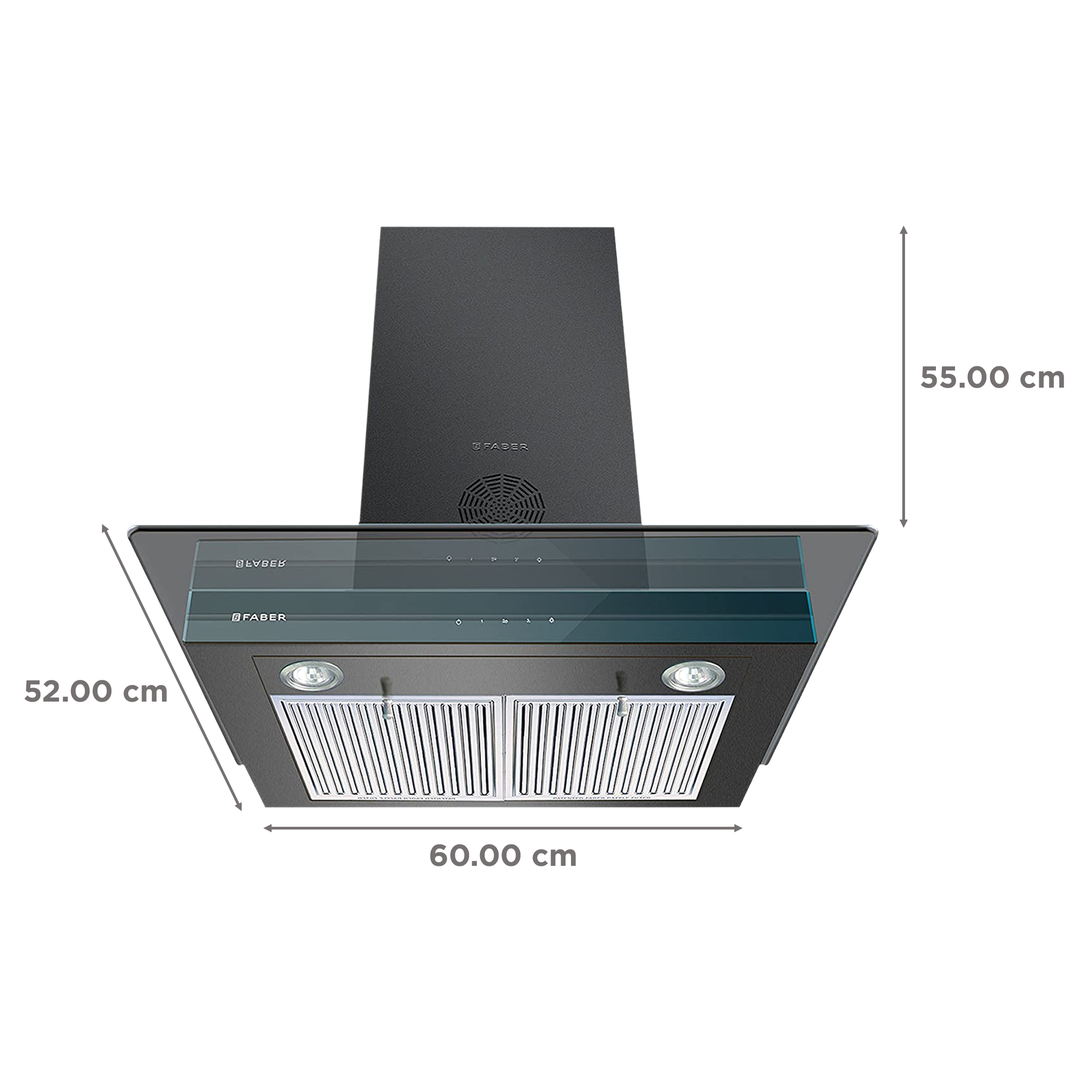 FABER SUPER 3D PLUS T2S2 BK TC LTW 60cm 1150m3/hr Ductless Wall Mounted Chimney with Touch Control Panel (Black)_2