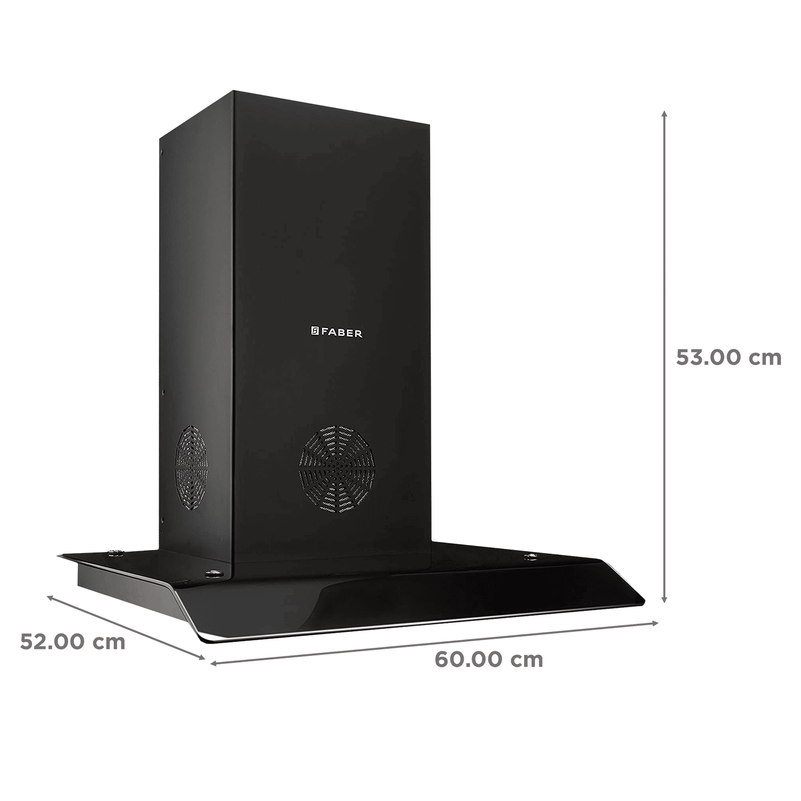 FABER Arco 3D Plus 60cm 1150m3/hr Ducted Wall Mounted Chimney with Baffle Filter (Black)_2