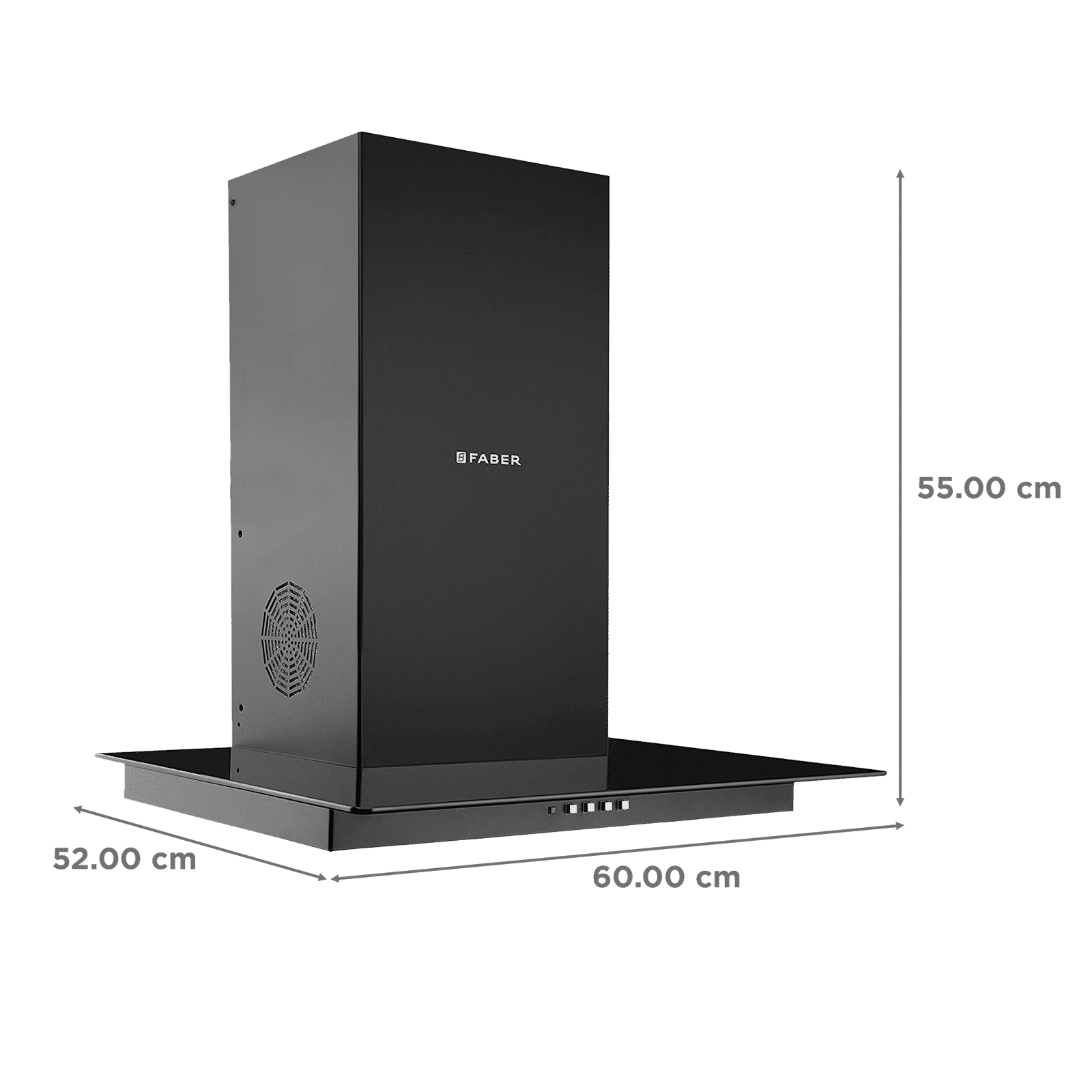 FABER Glassy 3D 60cm 1095m3/hr Ducted Wall Mounted Chimney with Baffle Filter (Black)_2